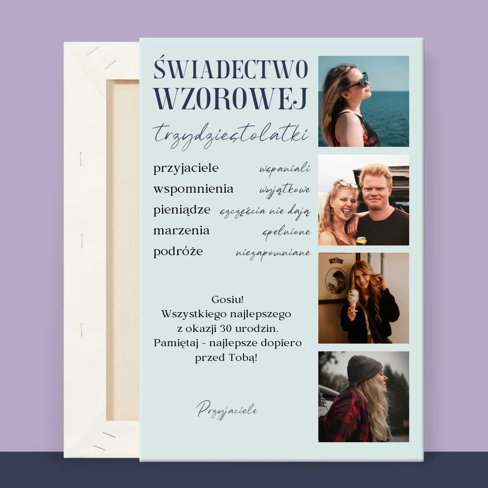 Fotokolaż: Świadectwo Wzorowej Trzydziestolatki - Wydruk Obramowany - Image 13