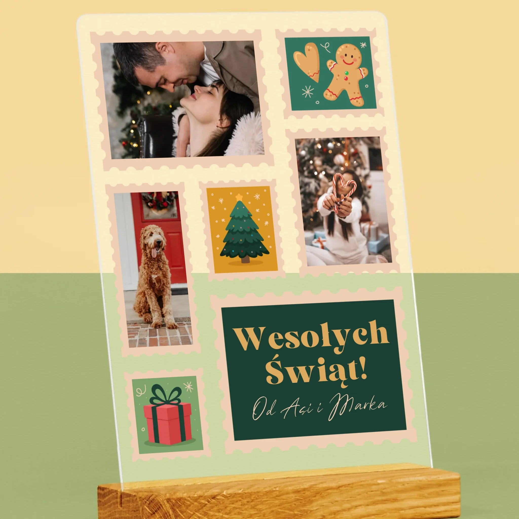 Fotokolaż: Świąteczne Znaczki Pocztowe - Wydruk Na Szkle Akrylowym - Image 2