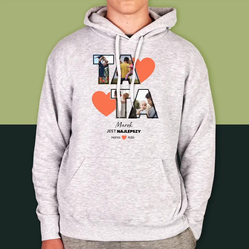 Fotokolaż: Tata Jest Najlepszy - Bluza Męska z Kapturem - Image 4
