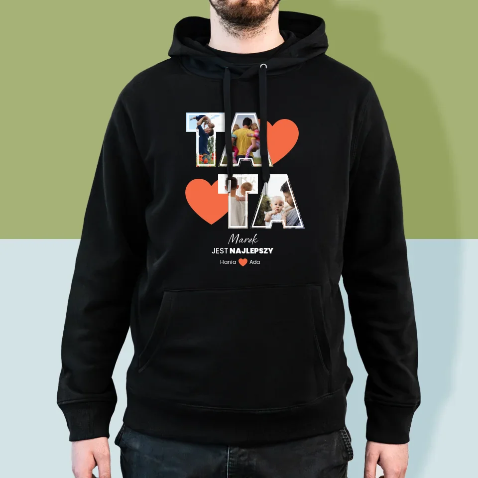 Fotokolaż: Tata Jest Najlepszy - Bluza Męska z Kapturem - Image 5