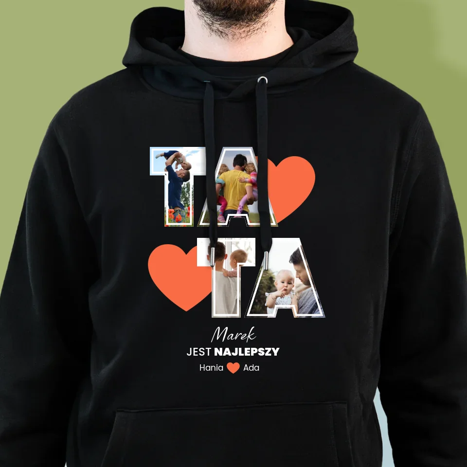 Fotokolaż: Tata Jest Najlepszy - Bluza Męska z Kapturem - Image 6