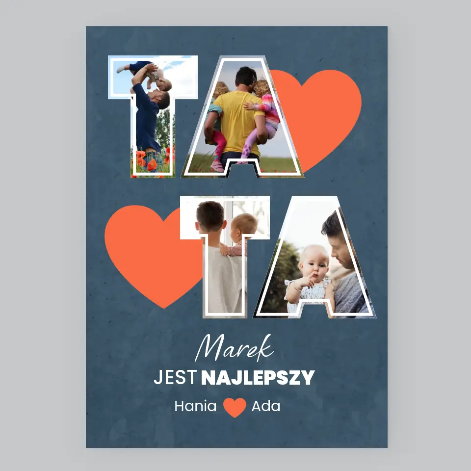 Fotokolaż: Tata Jest Najlepszy - Wydruk Obramowany