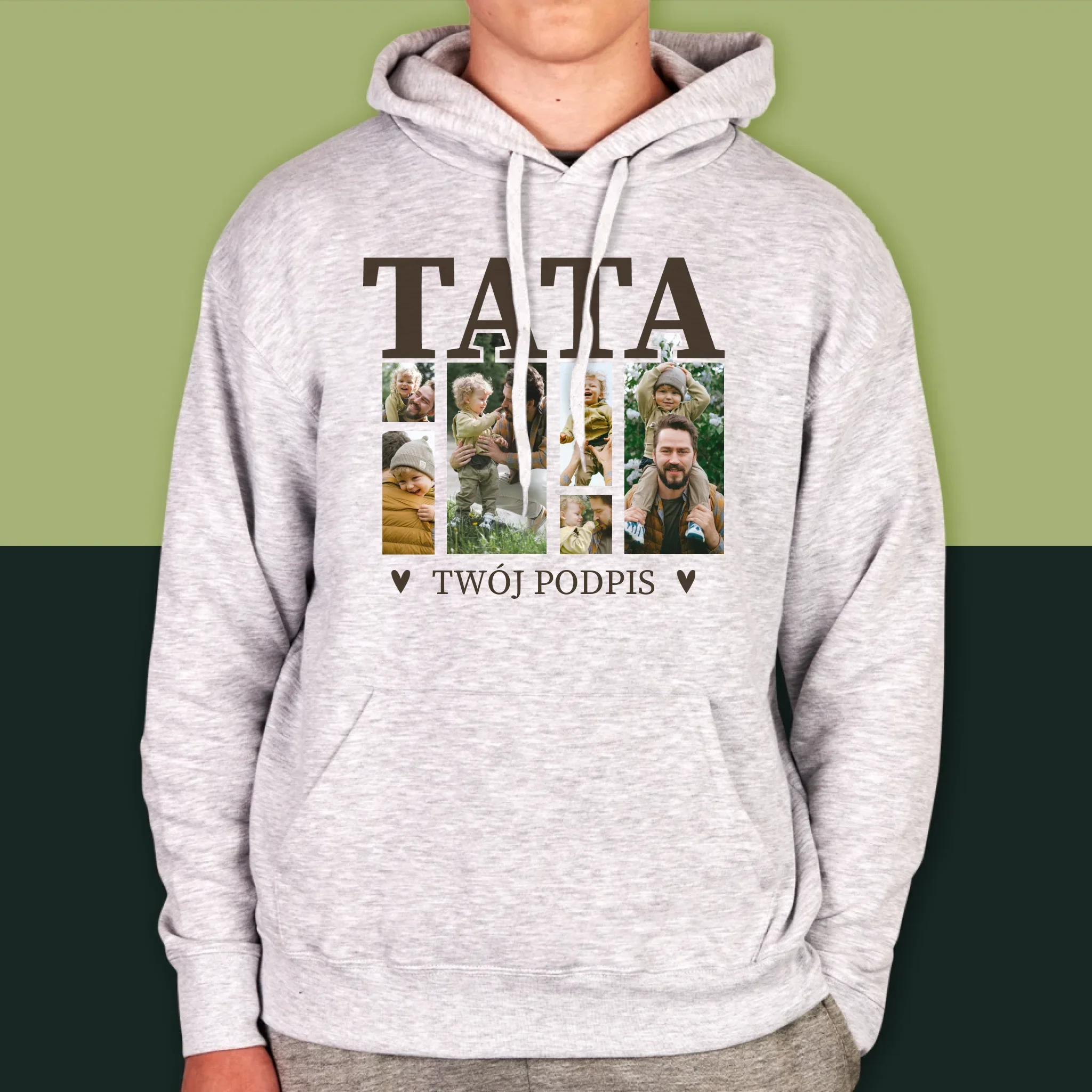 Fotokolaż: Tata z Podpisem - Bluza Męska z Kapturem - Image 8