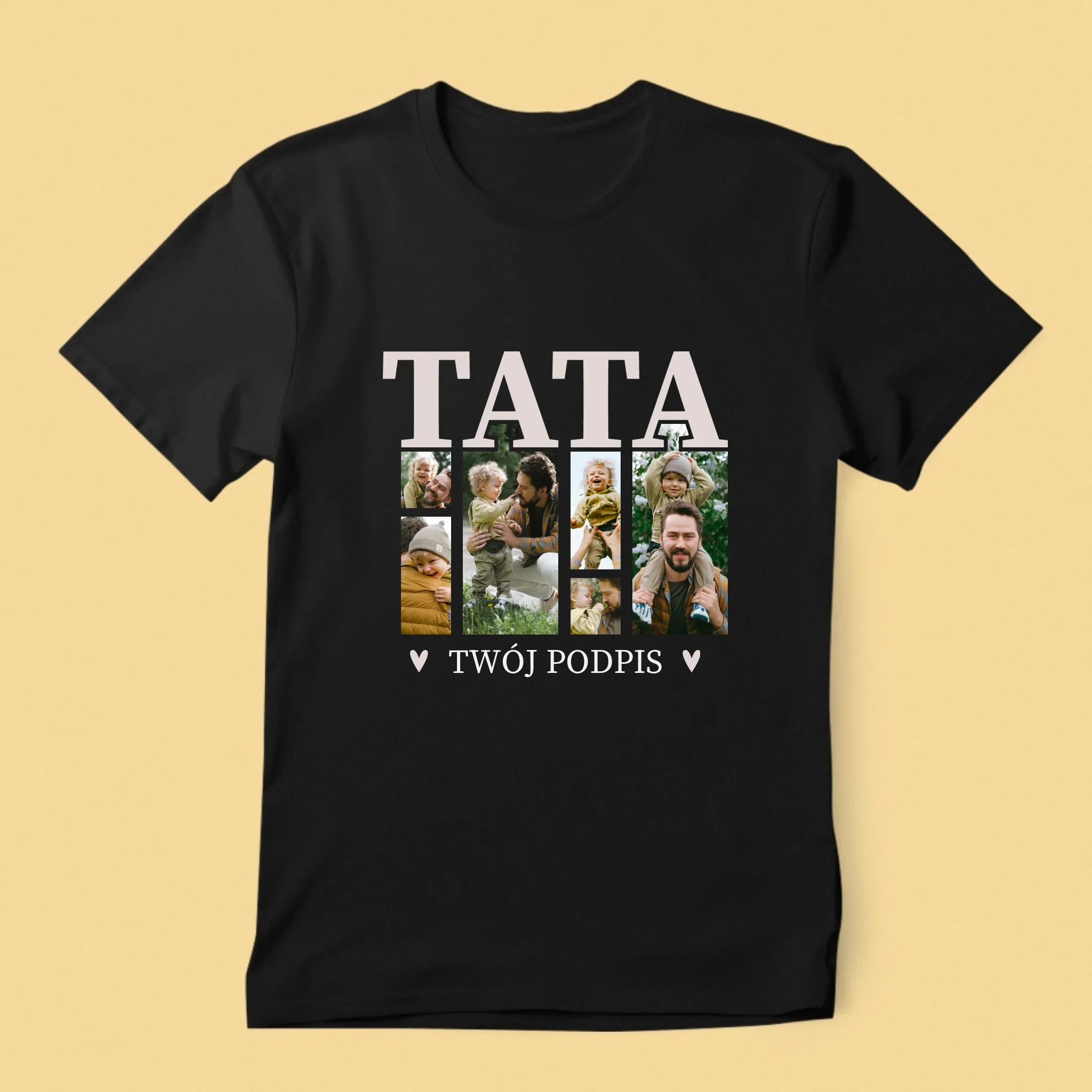Fotokolaż: Tata z Podpisem - Koszulka Męska z Nadrukiem - Image 7