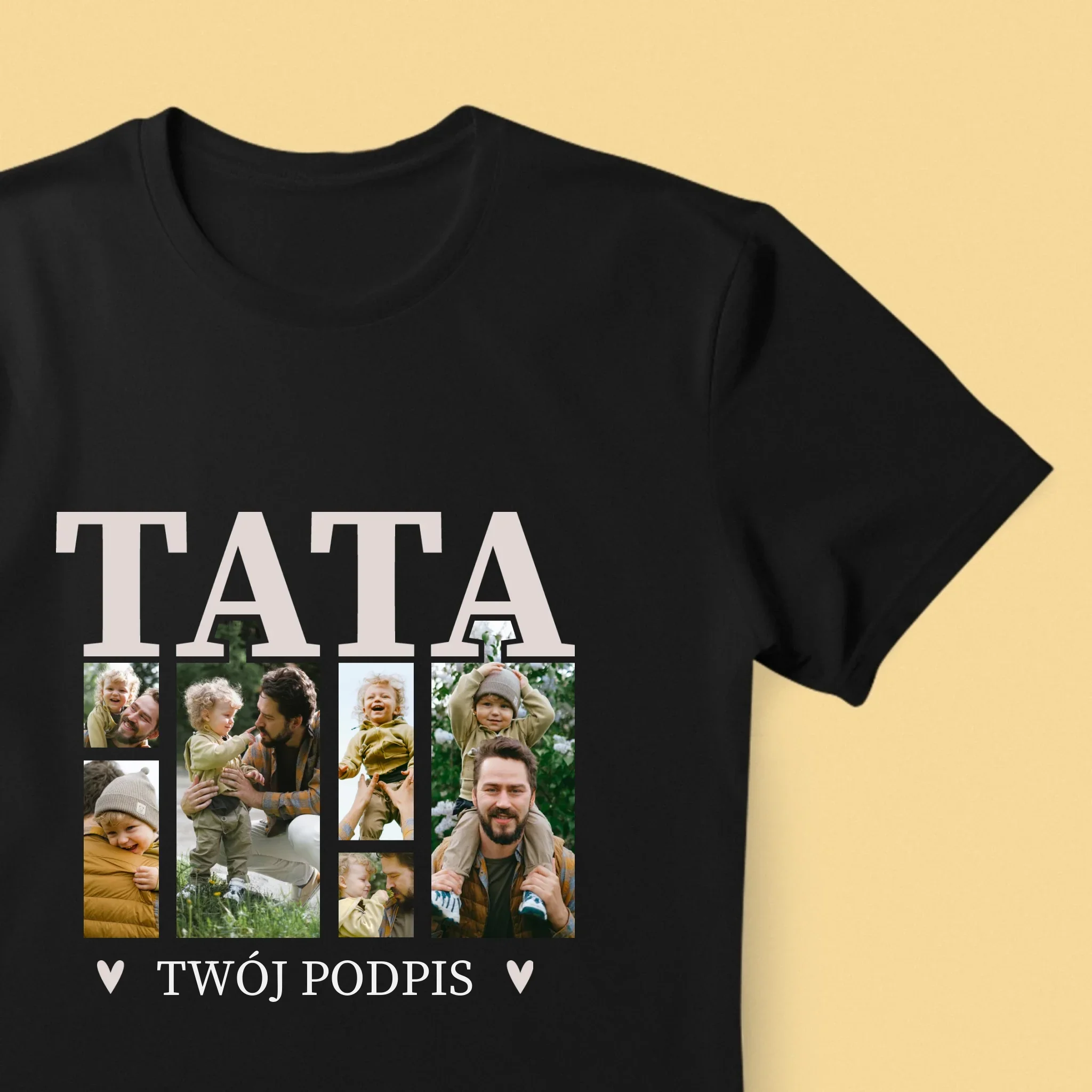 Fotokolaż: Tata z Podpisem - Koszulka Męska z Nadrukiem - Image 8
