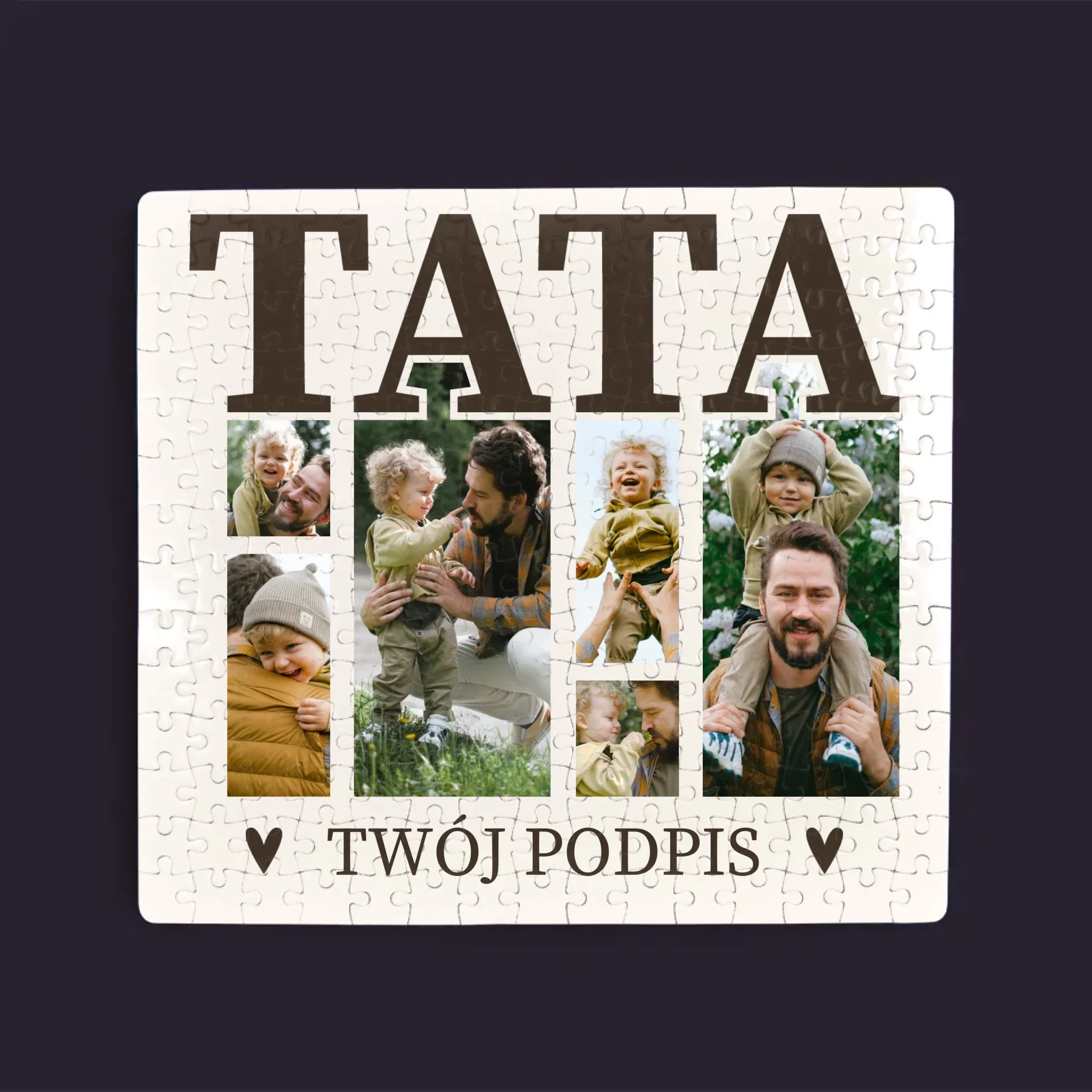Fotokolaż: Tata z Podpisem - Personalizowane Puzzle - Image 3