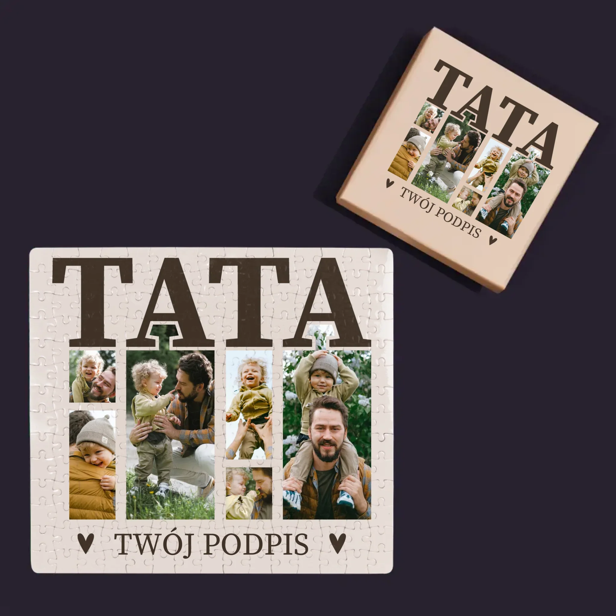 Fotokolaż: Tata z Podpisem - Personalizowane Puzzle - Image 4