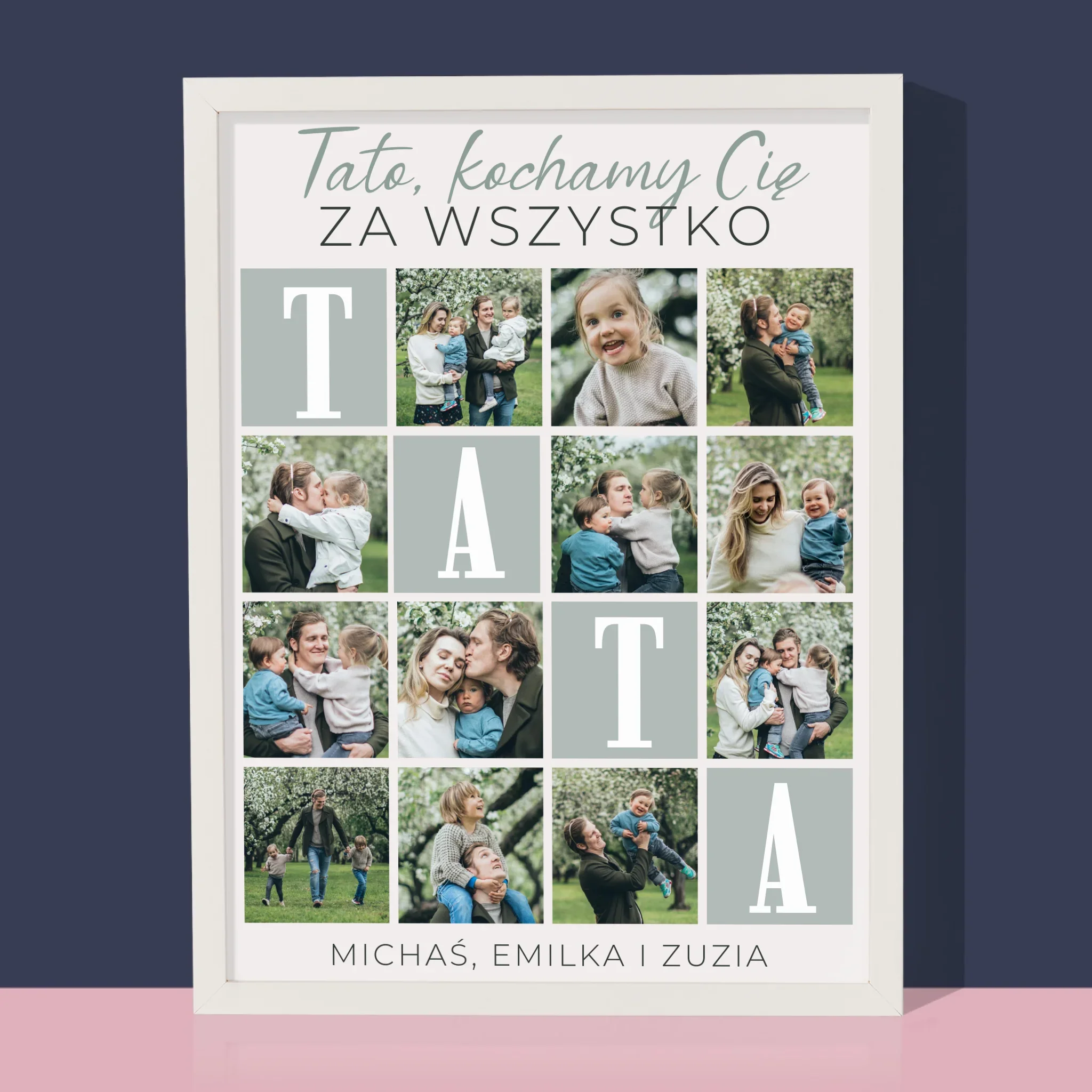 Fotokolaż: Tato Kochamy Cię Za Wszystko - Wydruk Obramowany - Image 4