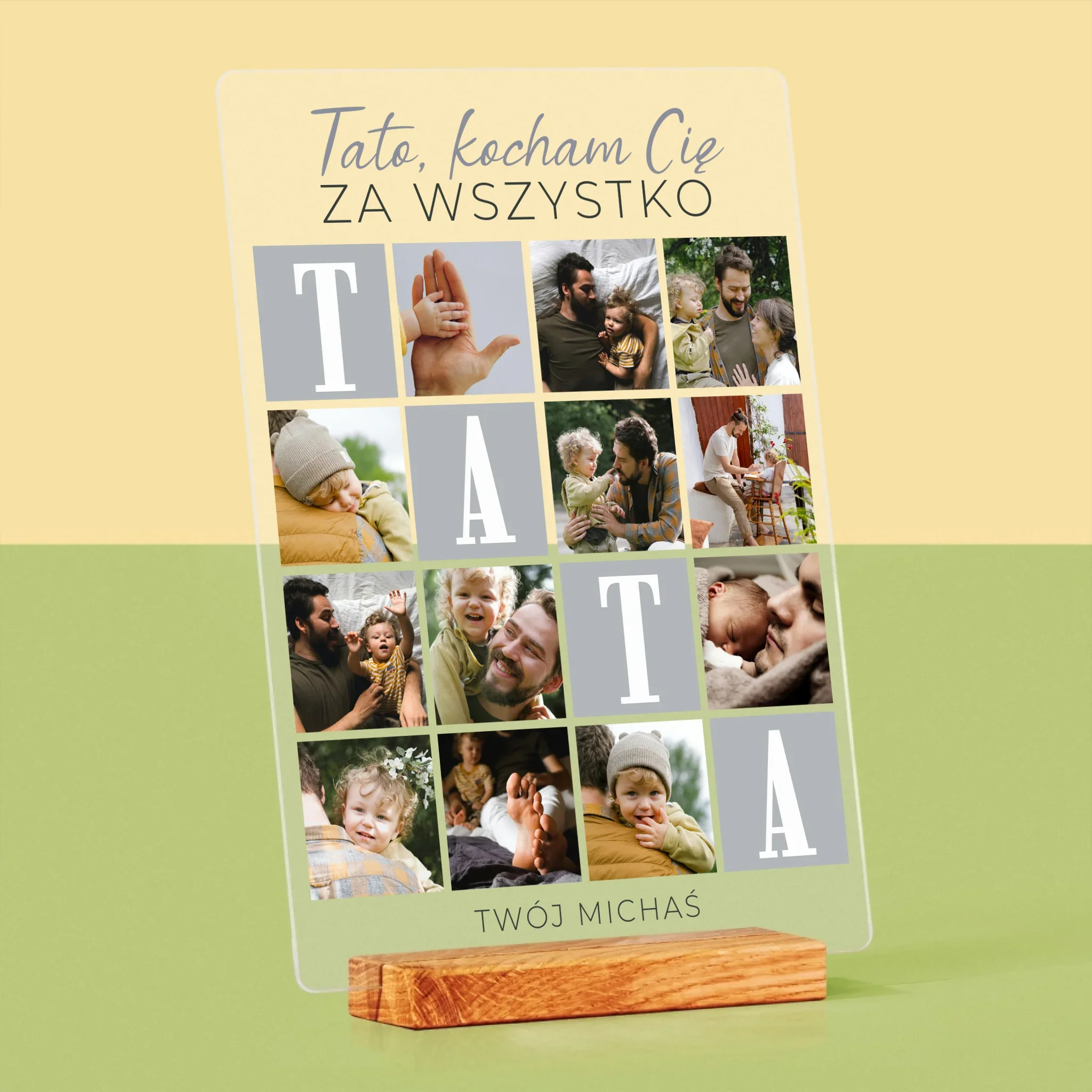 Fotokolaż: Tato Kocham Cię Za Wszystko - Wydruk Na Szkle Akrylowym - Image 4