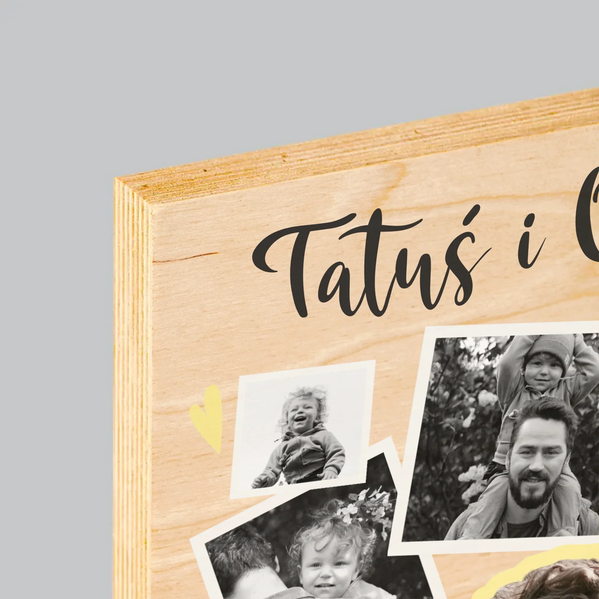 Fotokolaż: Tatuś z Dzieckiem - Wydruk Na Drewnie - Image 4