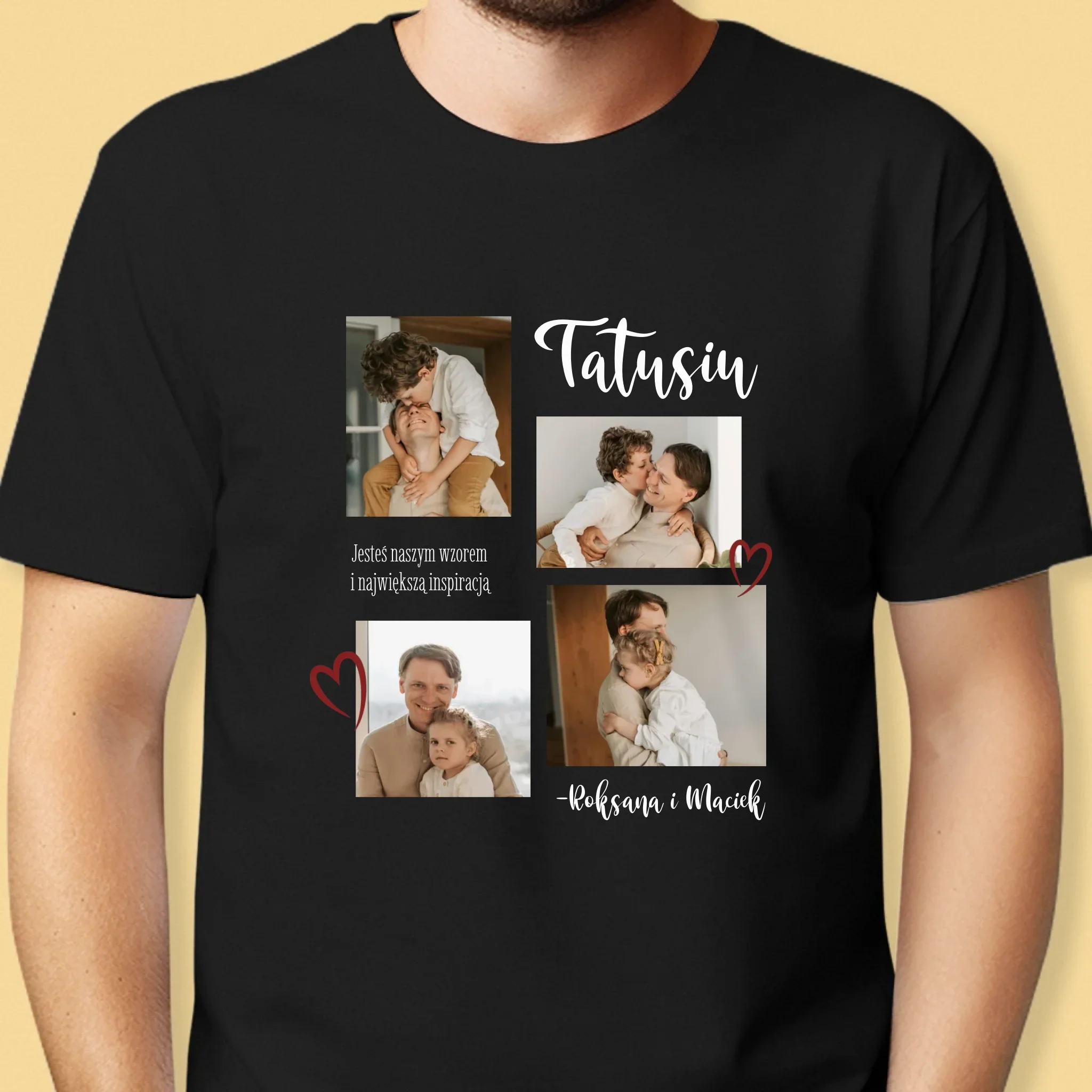 Fotokolaż: Tatusiu -  Koszulka Męska z Nadrukiem - Image 6