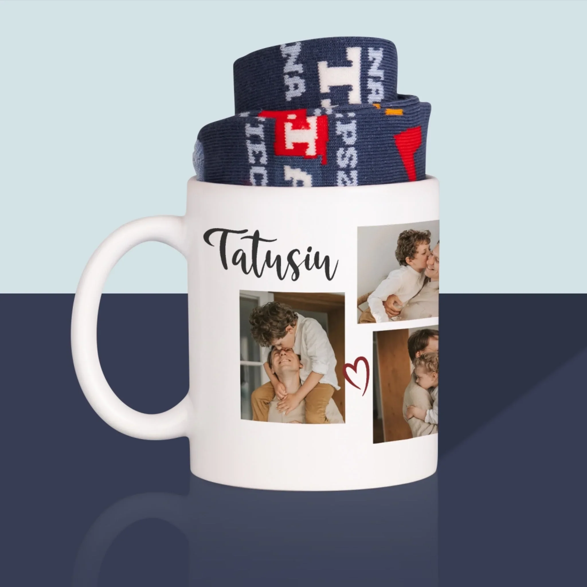 Fotokolaż: Tatusiu - Skarpetki w Kubku Dla Taty