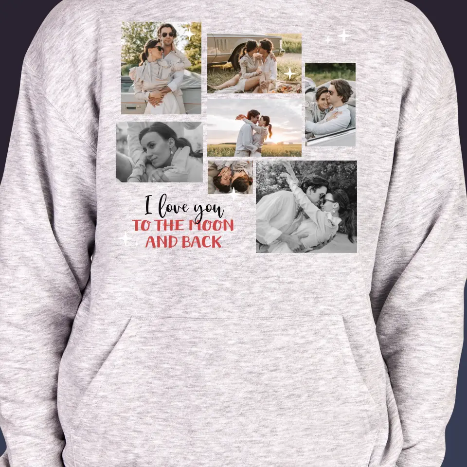 Fotokolaż: To The Moon And Back - Bluza Męska z Kapturem - Image 2