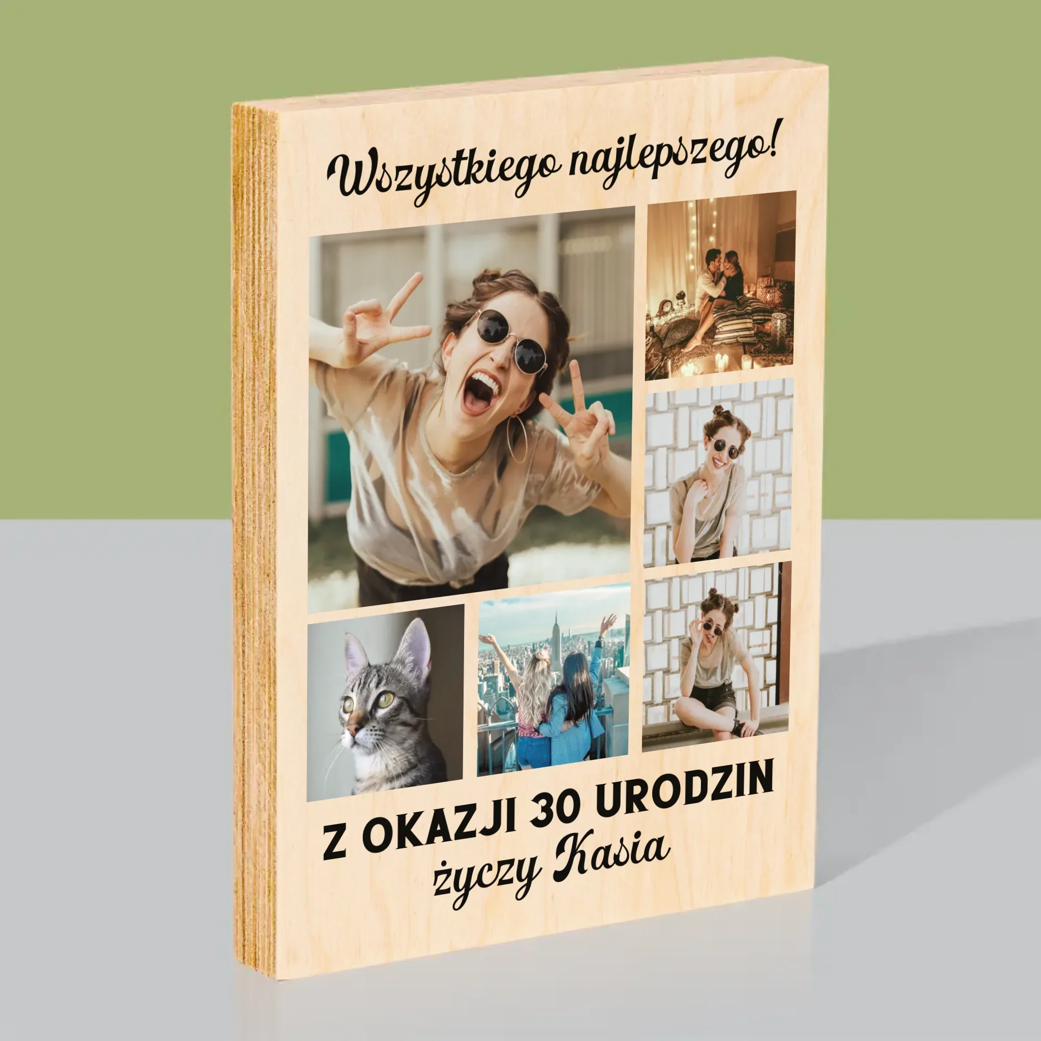 Fotokolaż: Urodzinowy - Wydruk Na Drewnie
