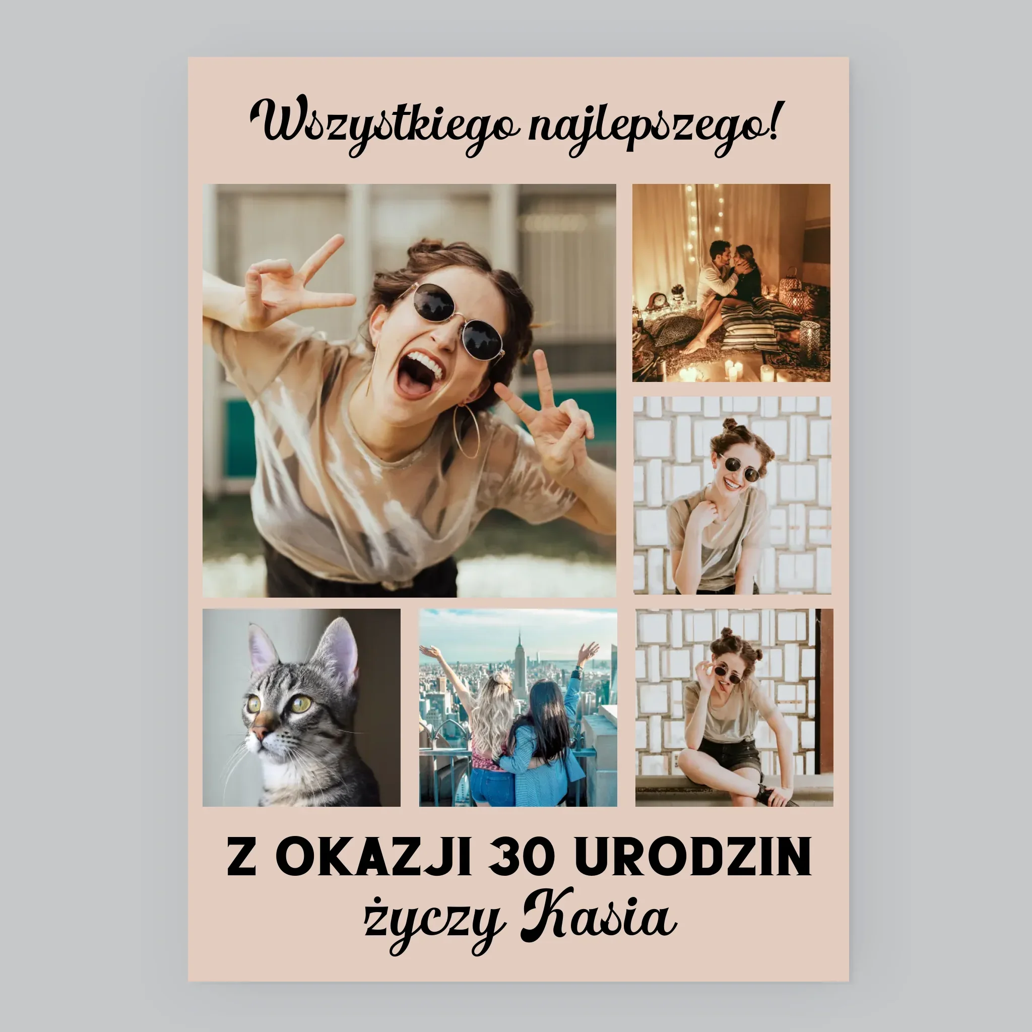 Fotokolaż: Urodzinowy - Wydruk Obramowany