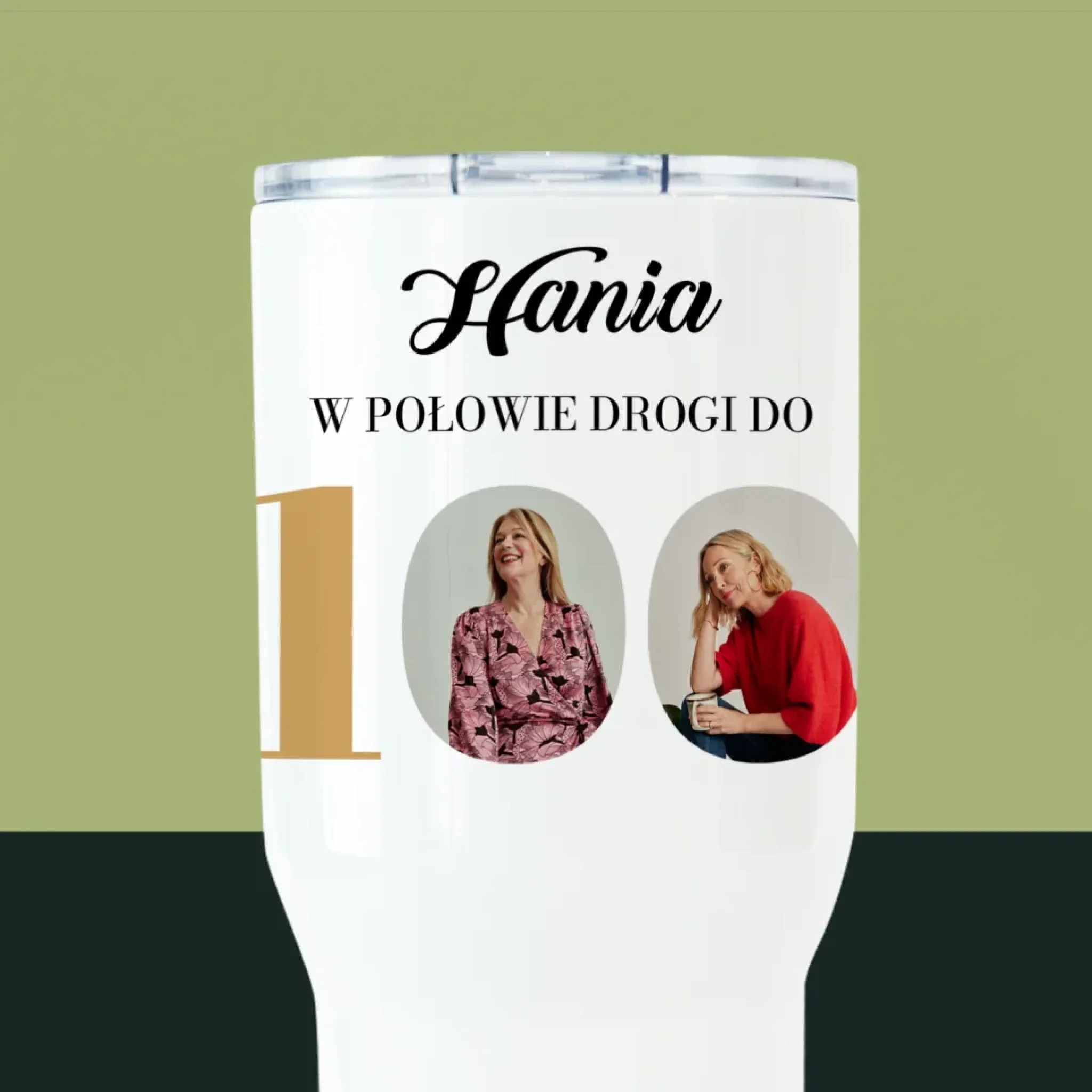 Fotokolaż: W Połowie Drogi Do 100 - Kubek z Nadrukiem Termiczny Biały - Image 2
