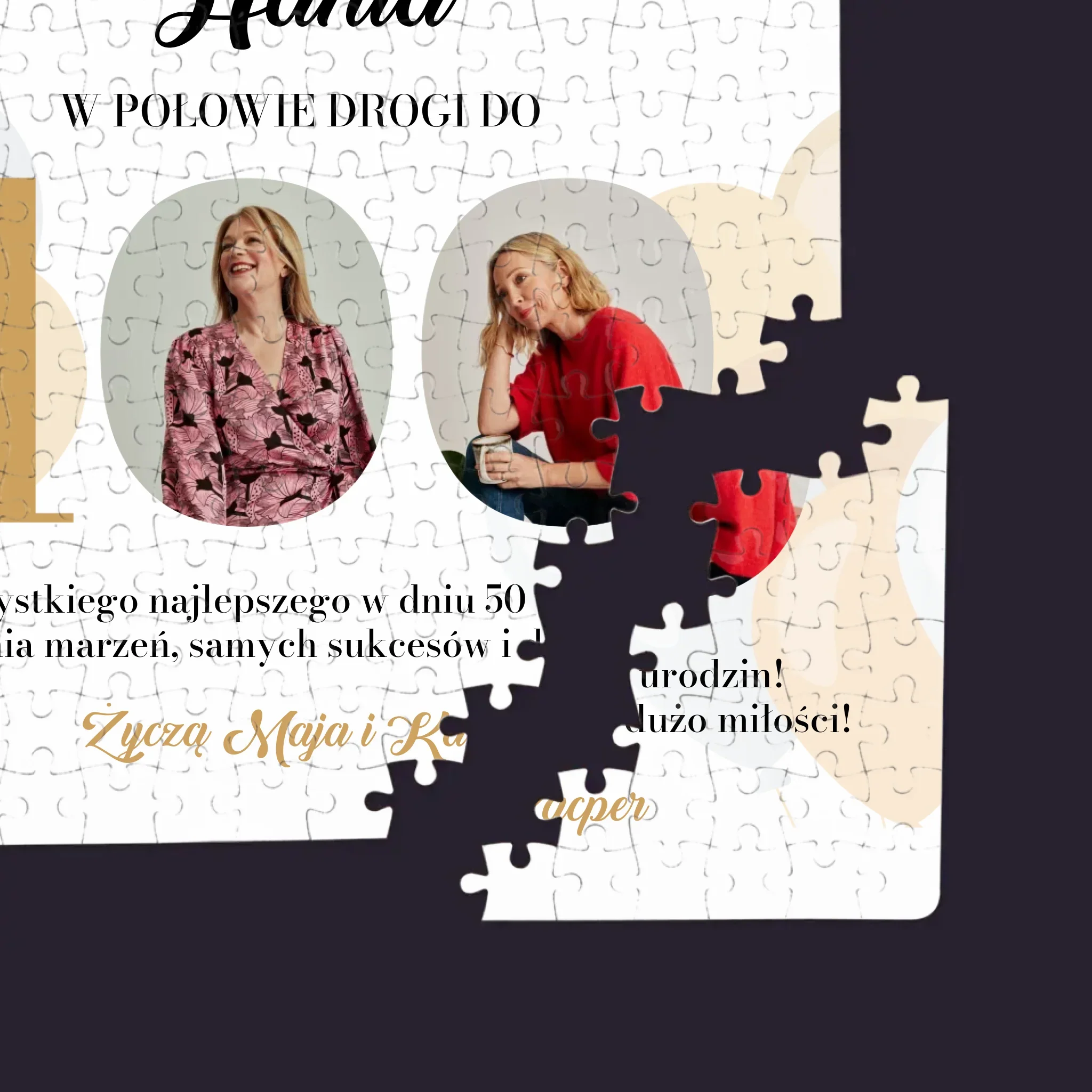Fotokolaż: W Połowie Drogi Do 100 - Personalizowane Puzzle - Image 2