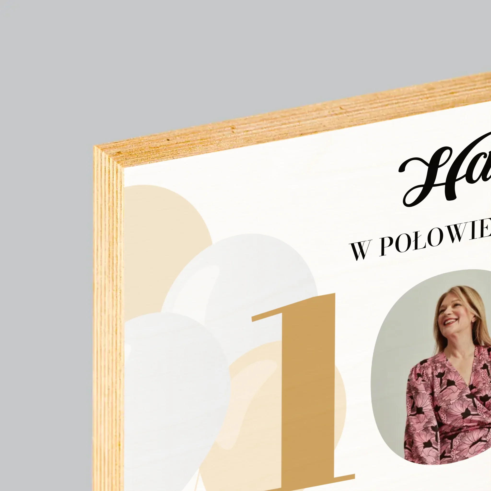 Fotokolaż: W Połowie Drogi Do 100 - Wydruk Na Drewnie (Poziom) - Image 4