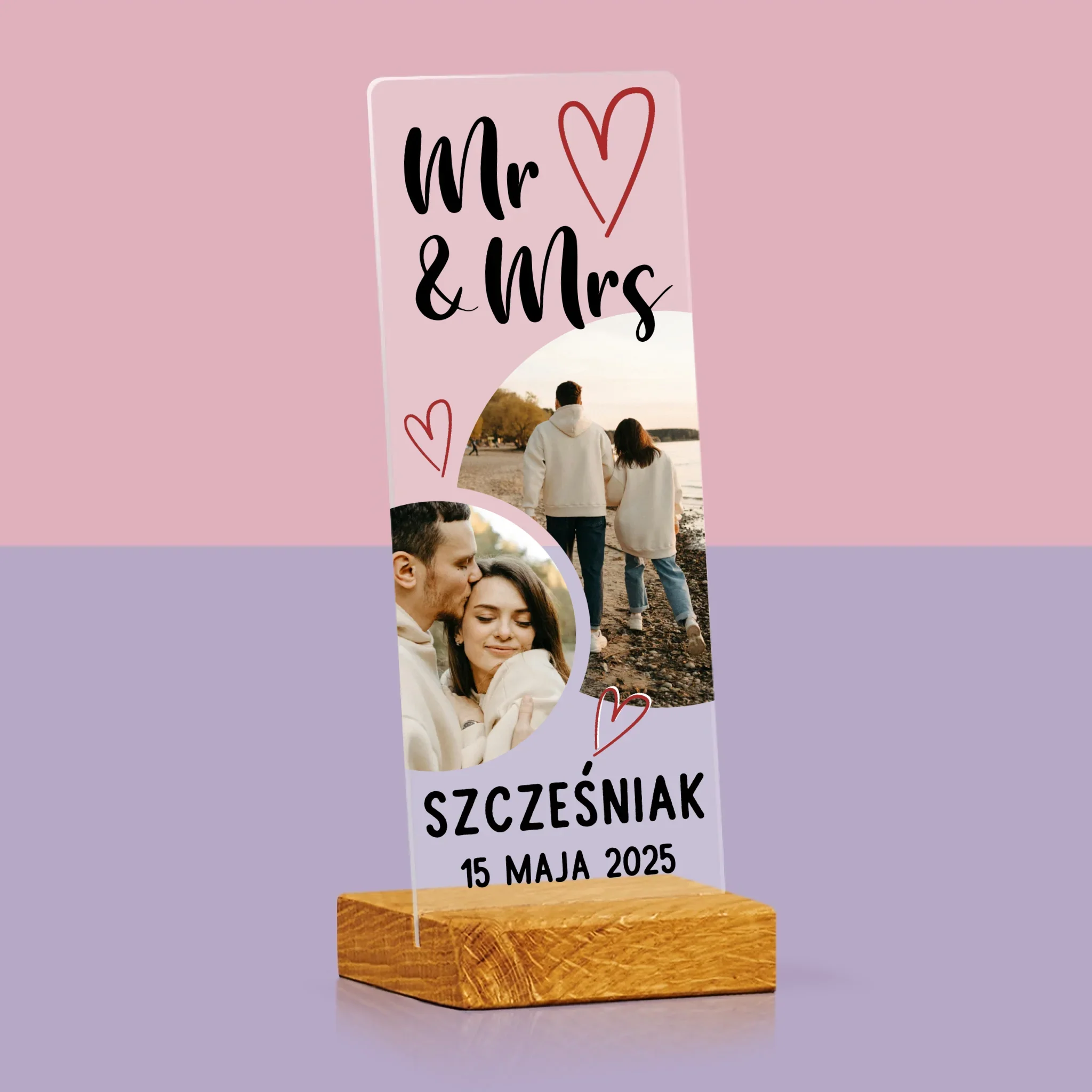 Fotokolaż: Mr Mrs serca - Zdjęcie Na Szkle Akrylowym Fotobudka