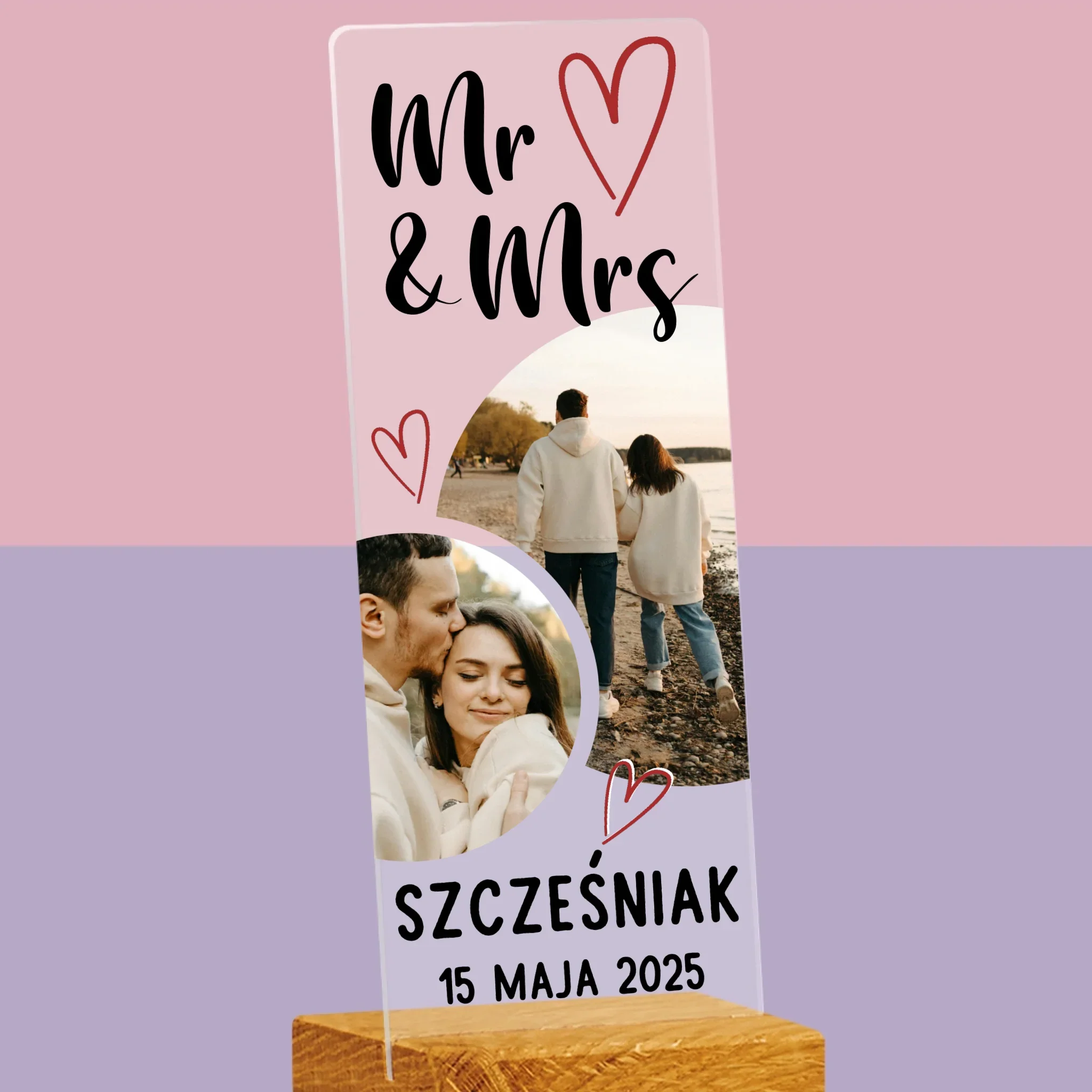Fotokolaż: Mr Mrs serca - Zdjęcie Na Szkle Akrylowym Fotobudka - Image 2