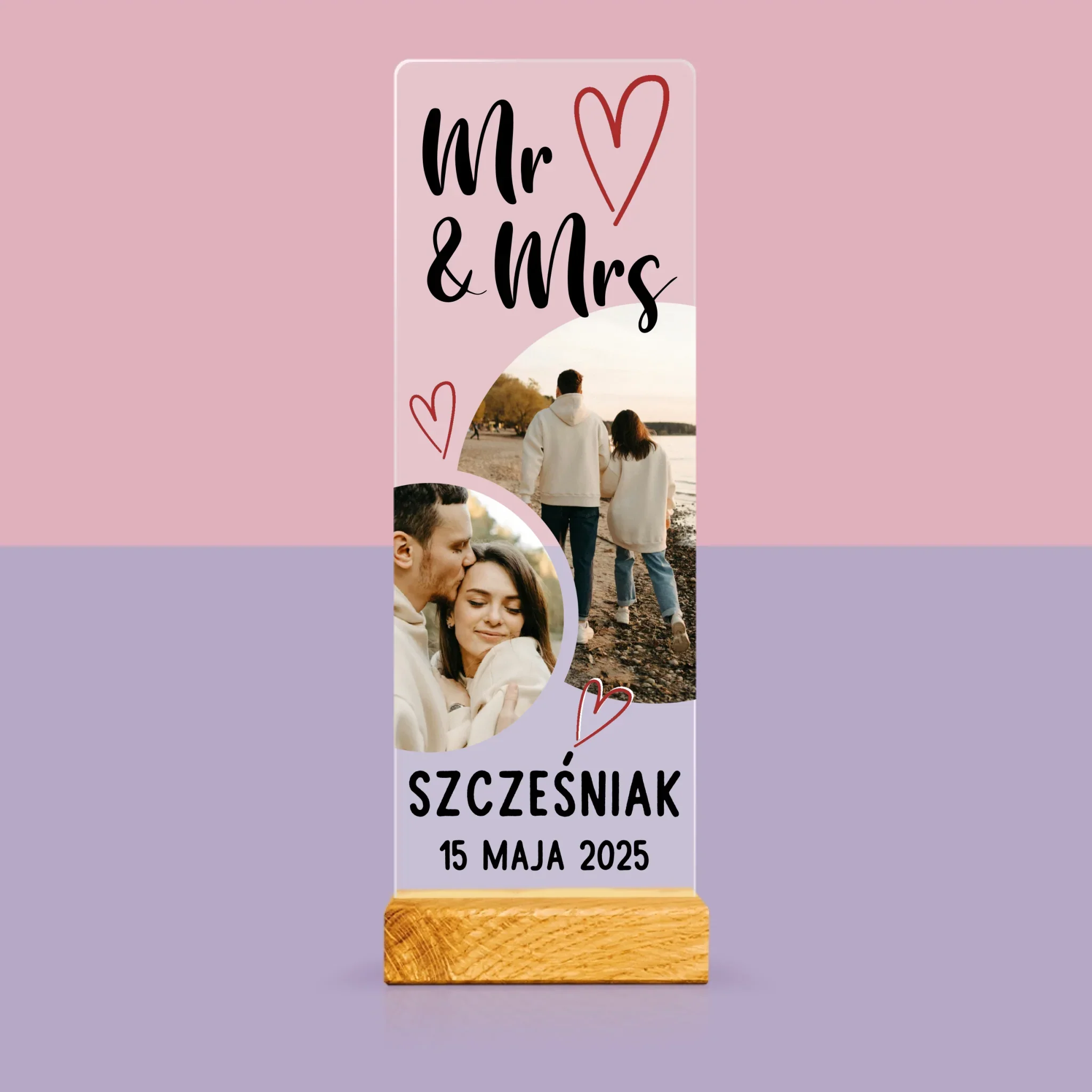 Fotokolaż: Mr Mrs serca - Zdjęcie Na Szkle Akrylowym Fotobudka - Image 3