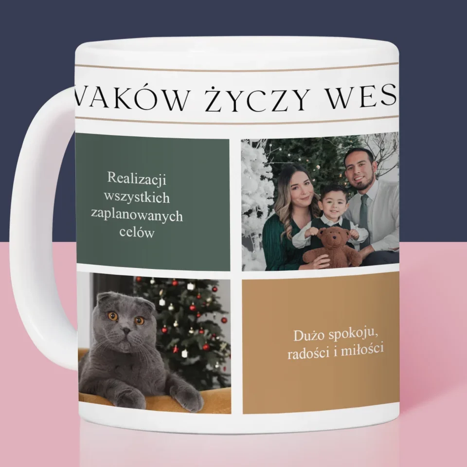 Fotokolaż: Wesołych Świąt Życzenia - Kubek z Nadrukiem - Image 2