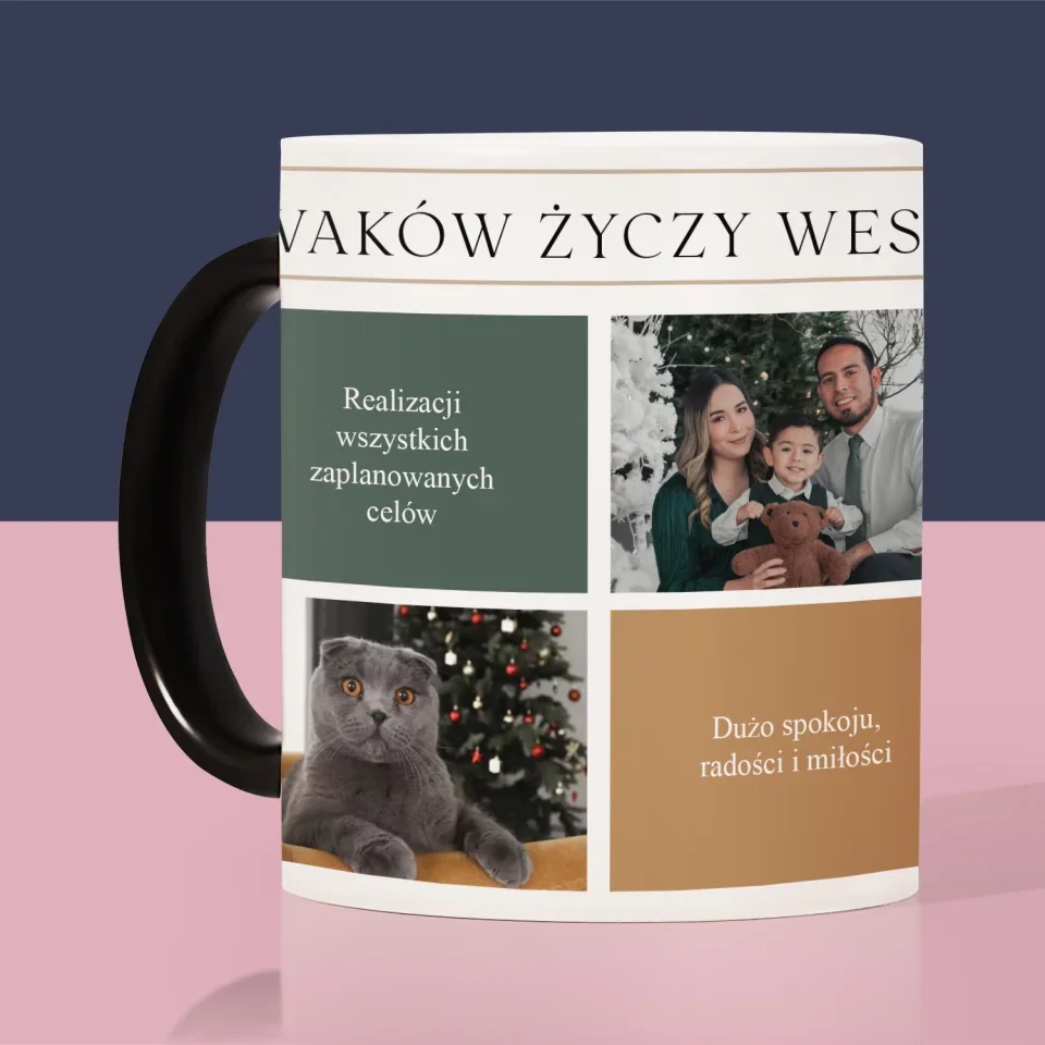 Fotokolaż: Wesołych Świąt Życzenia - Kubek z Nadrukiem - Image 5