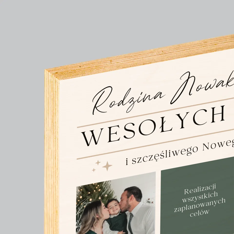 Fotokolaż: Wesołych Świąt Życzenia - Wydruk Na Drewnie - Image 4