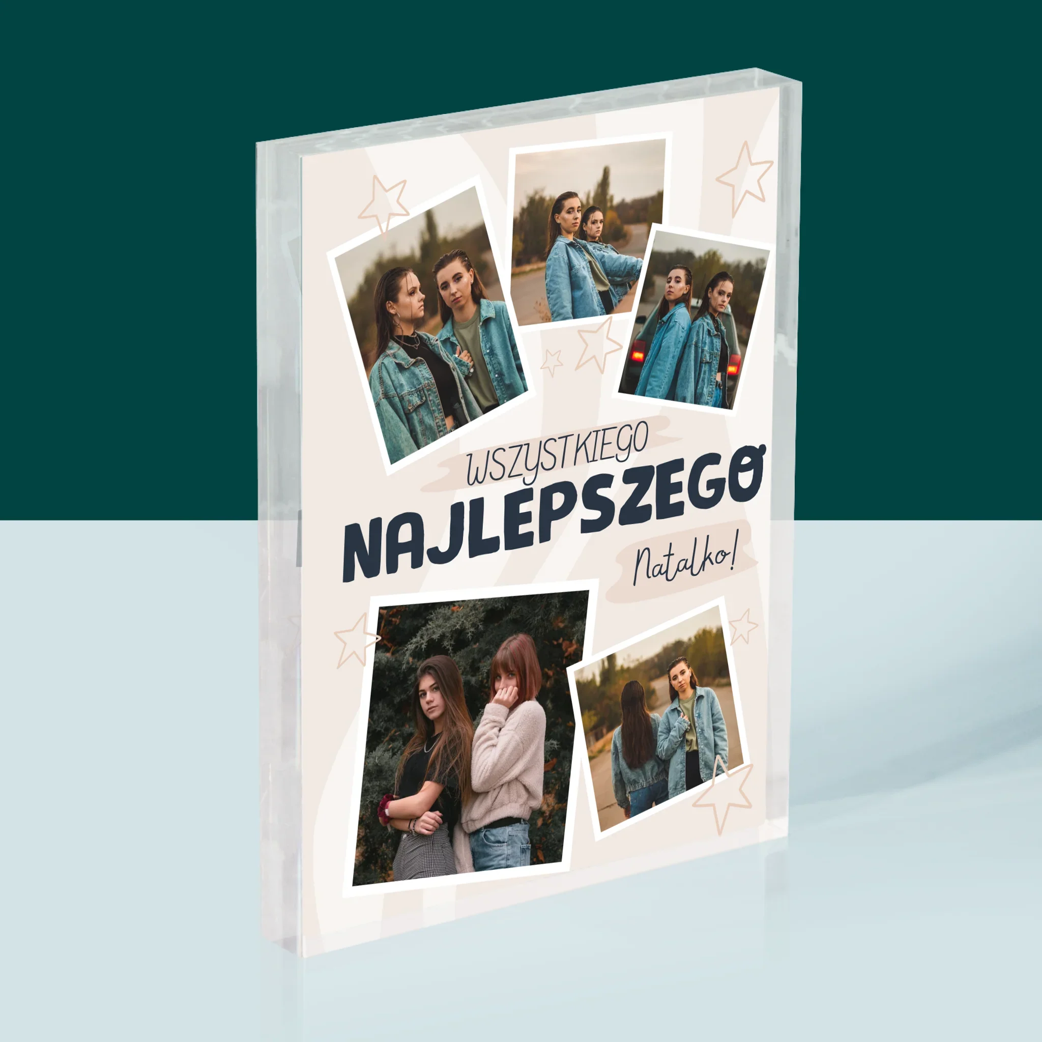 Fotokolaż: Wszystkiego Najlepszego Gwiazdki - Blok Akrylowy z Nadrukiem