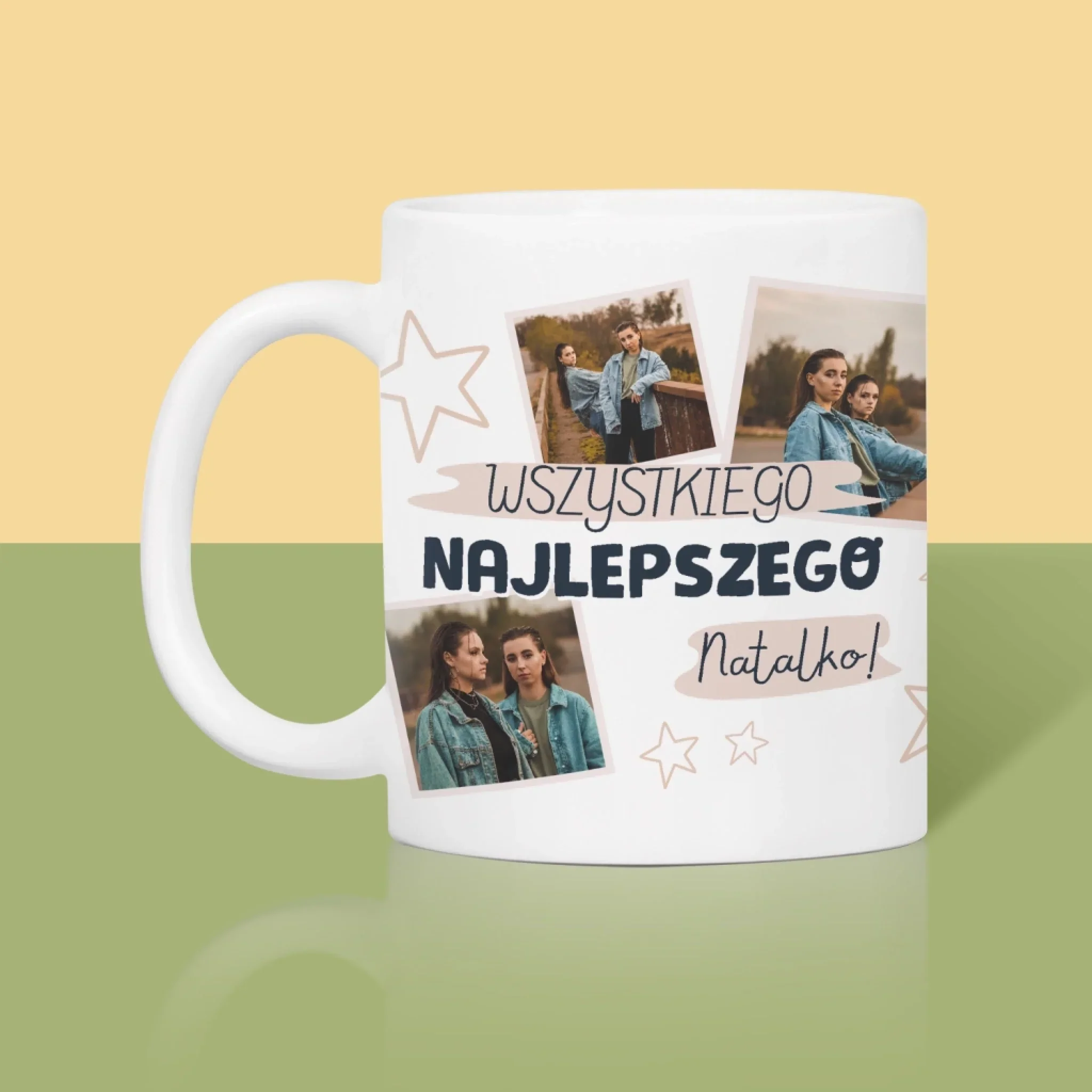 Fotokolaż: Wszystkiego Najlepszego Gwiazdki - Kubek z Nadrukiem