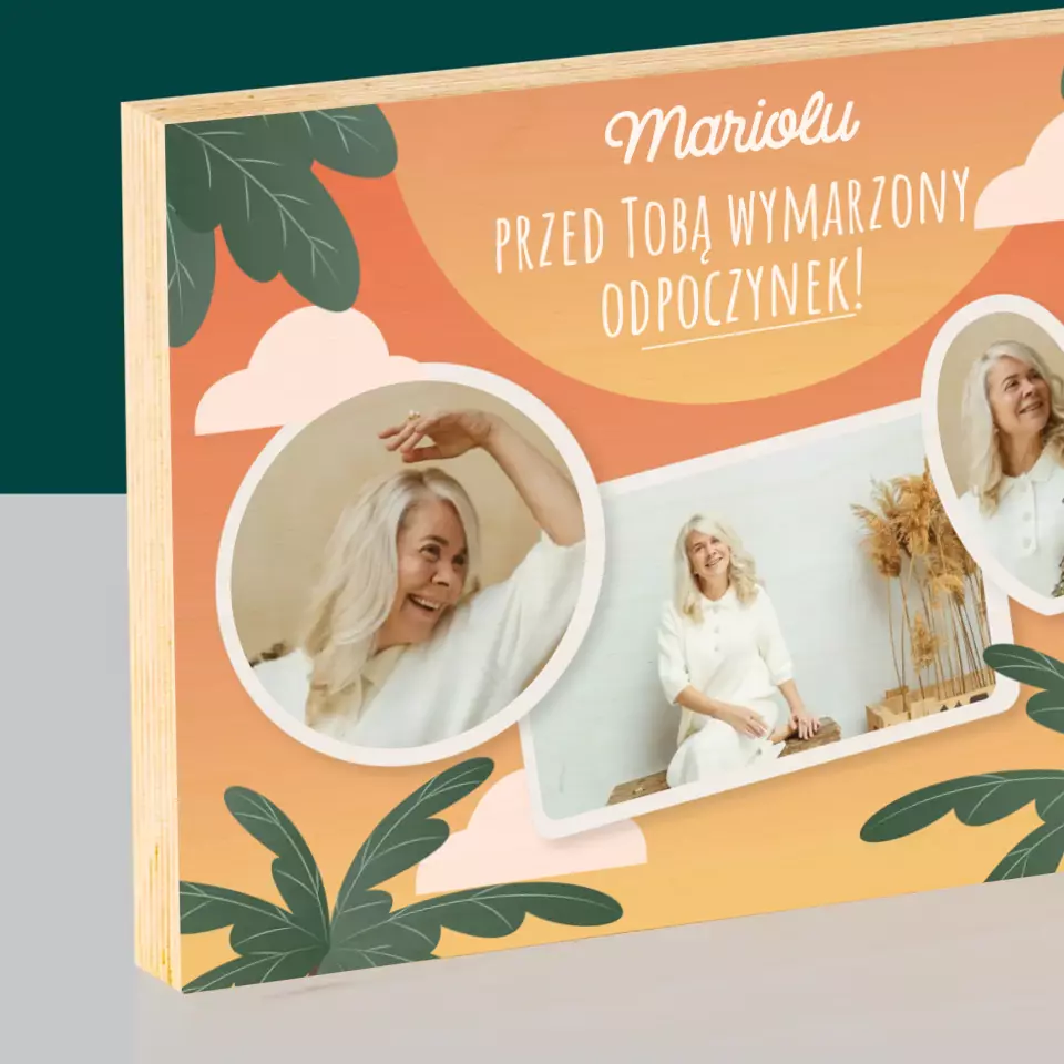Fotokolaż: Wymarzony Odpoczynek - Wydruk Na Drewnie - Image 2