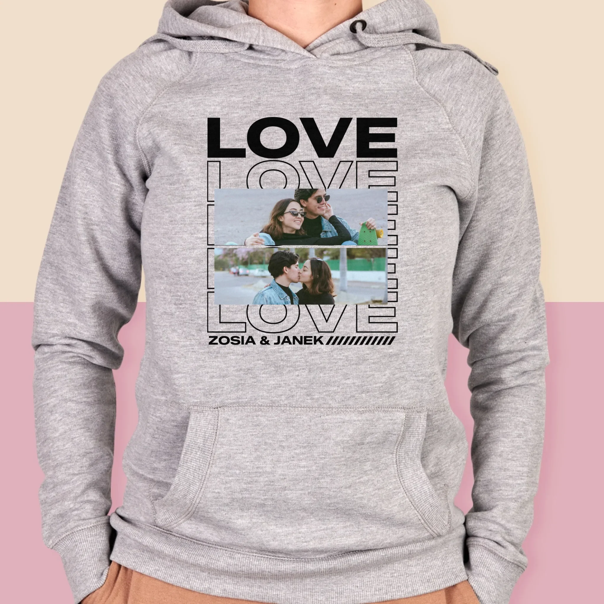 Fotokolaż: z Napisem Love - Bluza Damska z Kapturem - Image 4