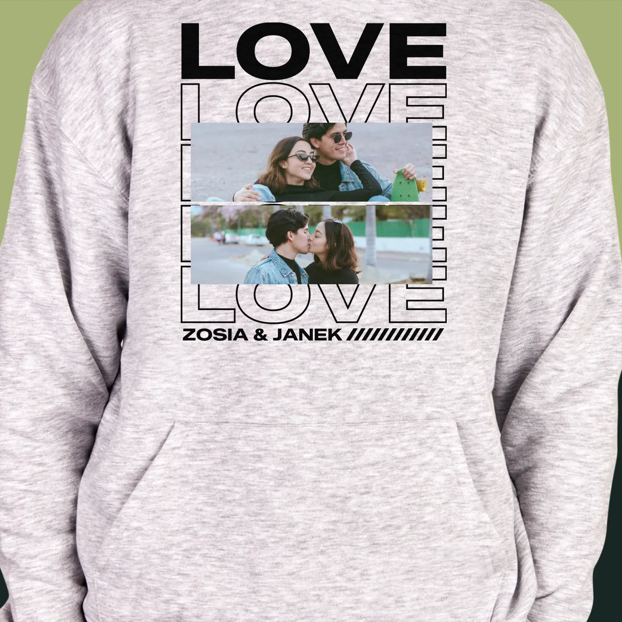 Fotokolaż: z Napisem Love - Bluza Męska z Kapturem - Image 6