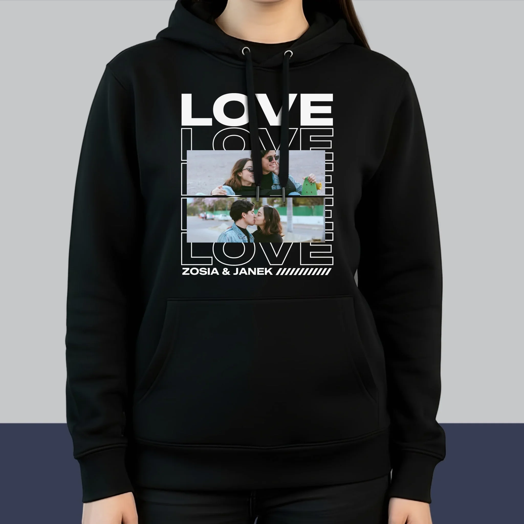 Fotokolaż: Z Napisem Love - Bluzy Dla Par - Image 3