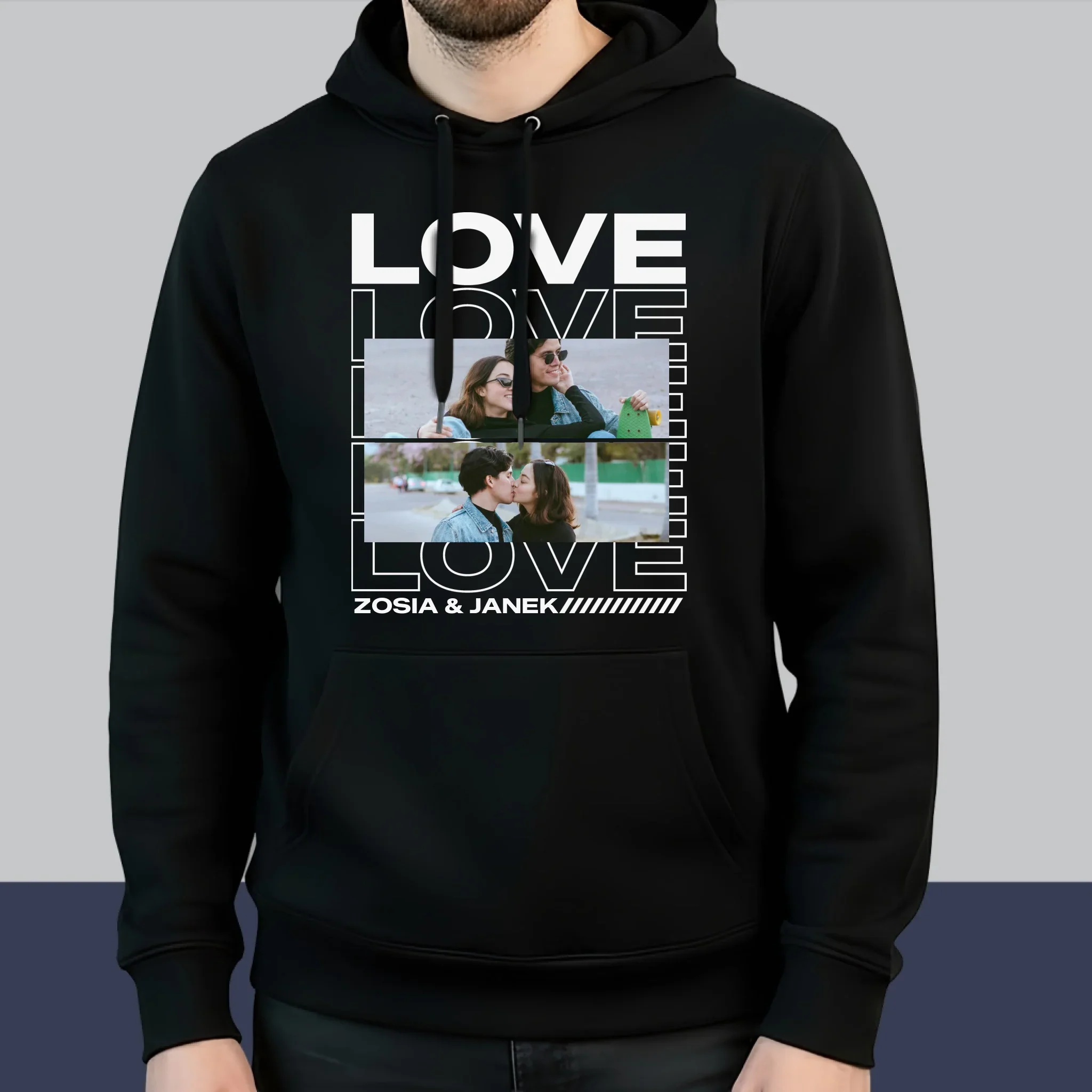 Fotokolaż: Z Napisem Love - Bluzy Dla Par - Image 4