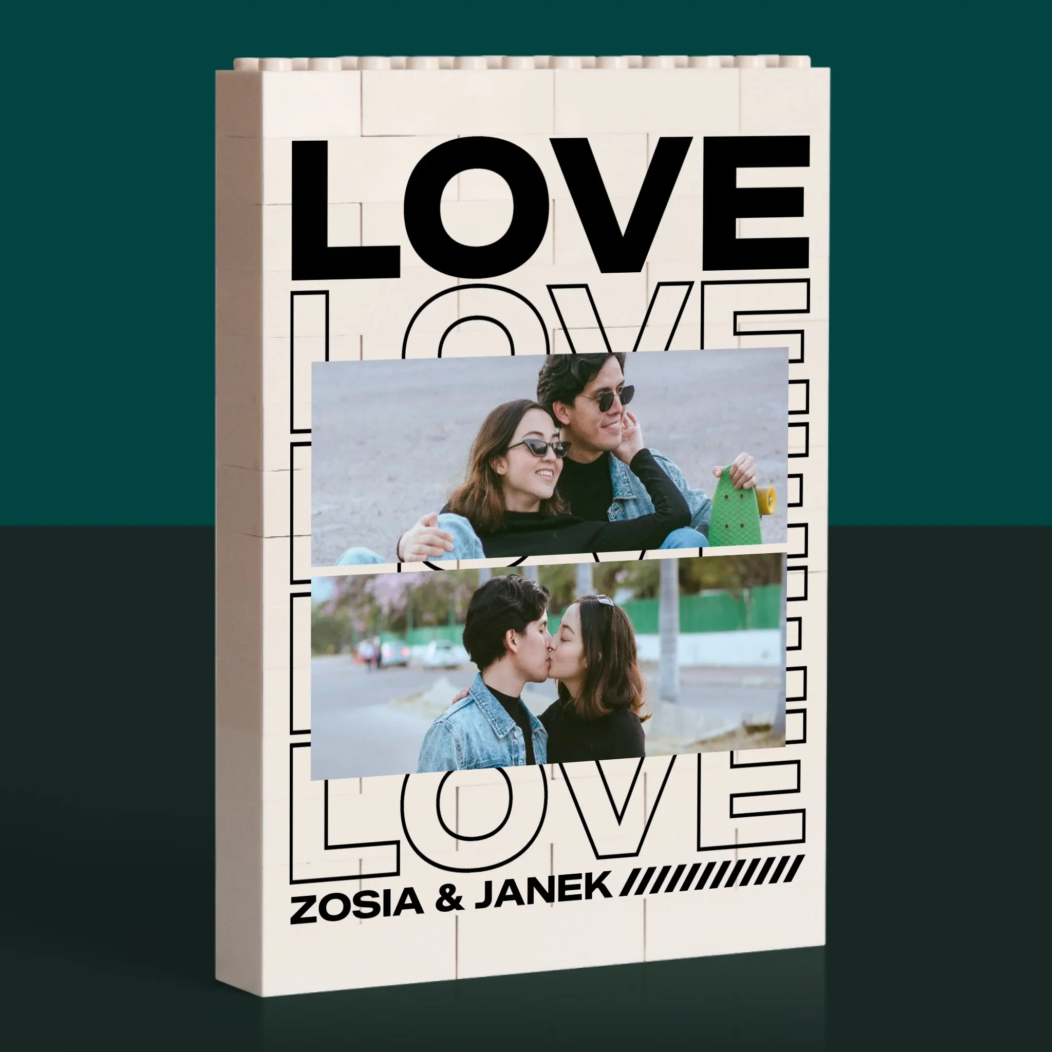 Fotokolaż: z Napisem Love - Klocki LEGO z Nadrukiem