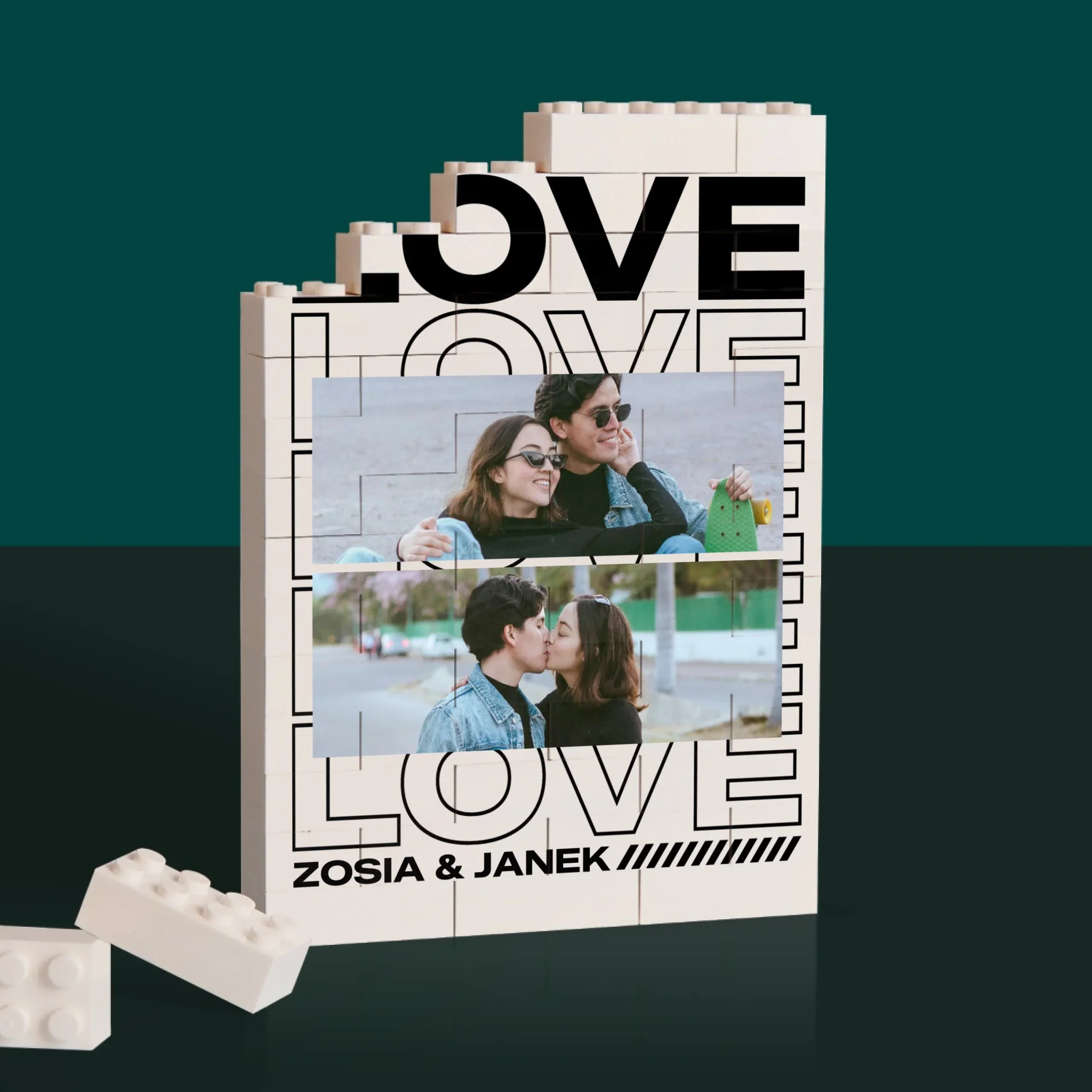 Fotokolaż: z Napisem Love - Klocki LEGO z Nadrukiem - Image 2