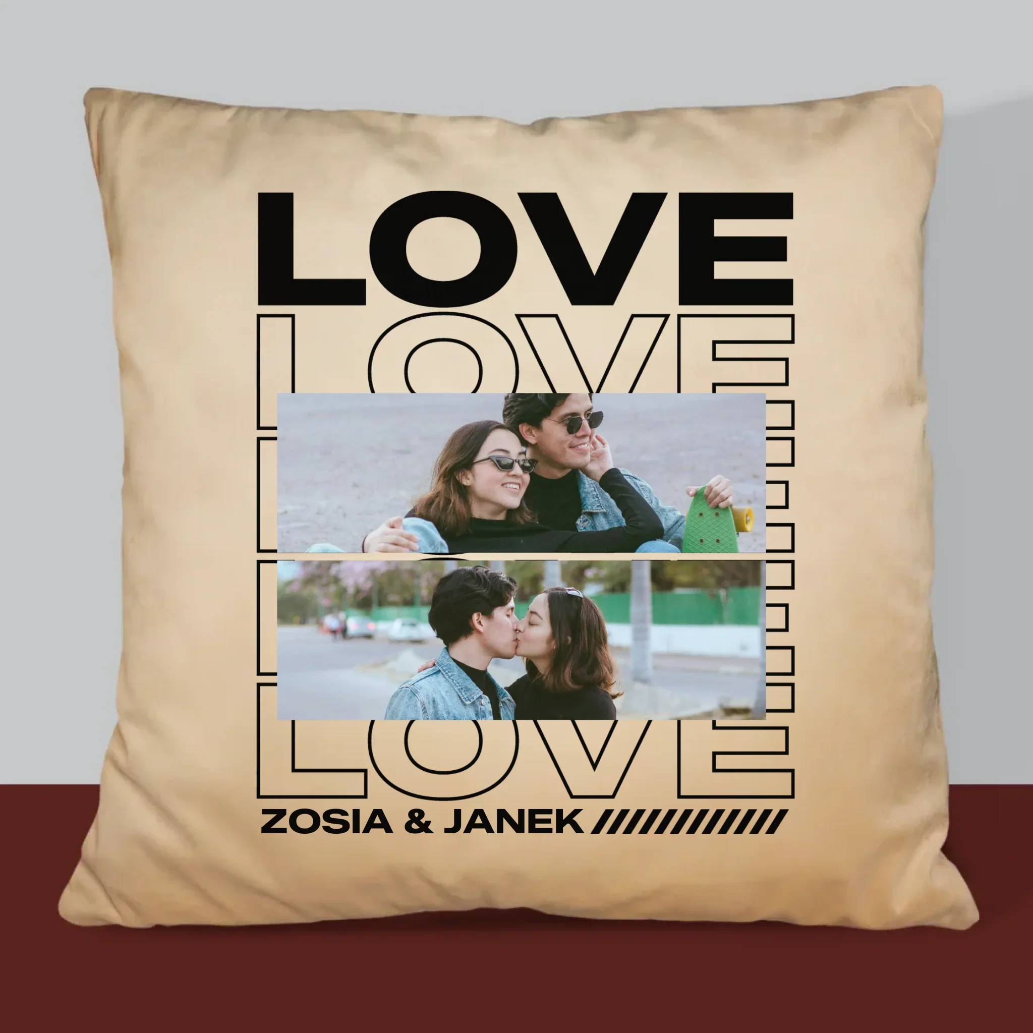 Fotokolaż: z Napisem Love - Poduszka z Nadrukiem - Image 6
