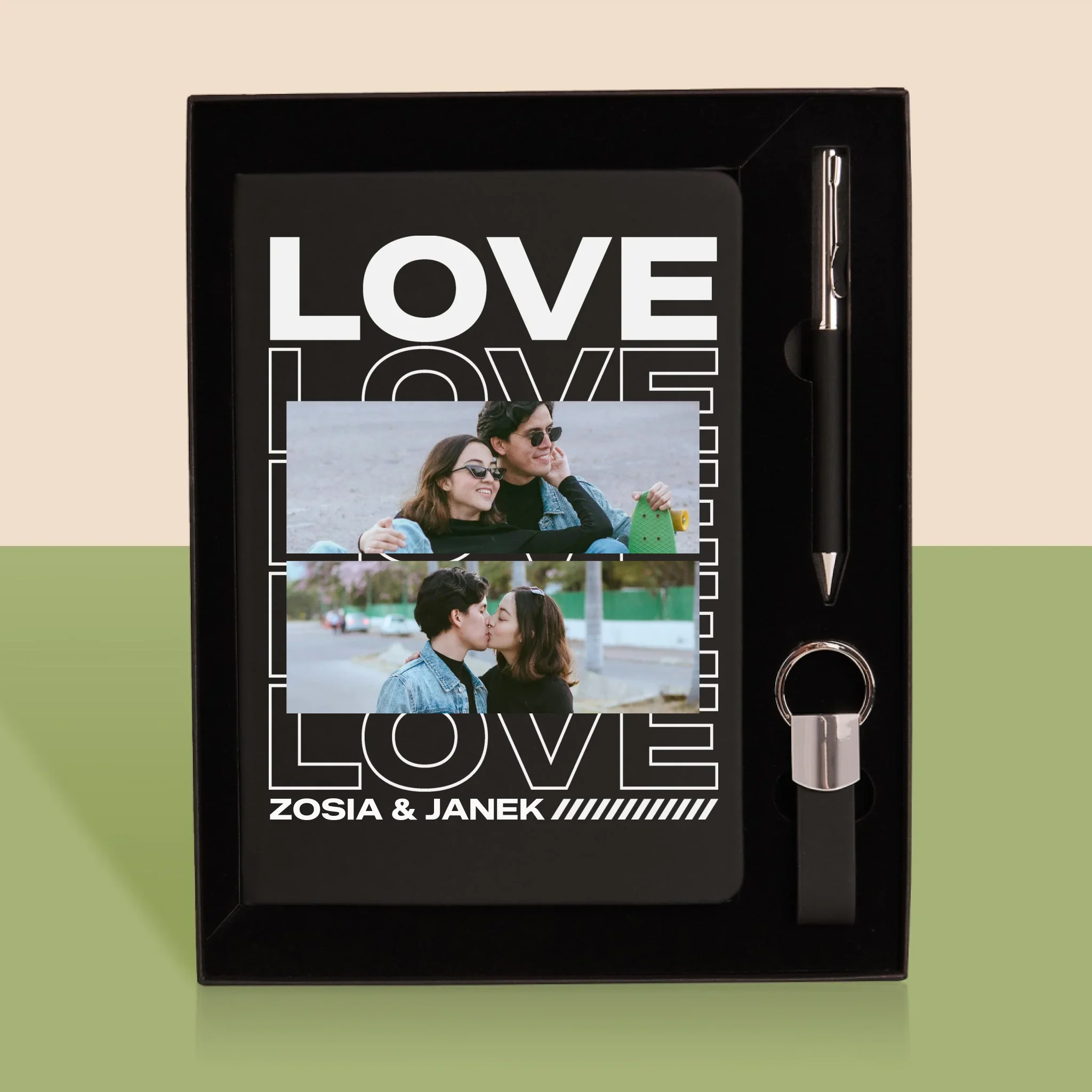 Fotokolaż: z Napisem Love - Zestaw z Notatnikiem