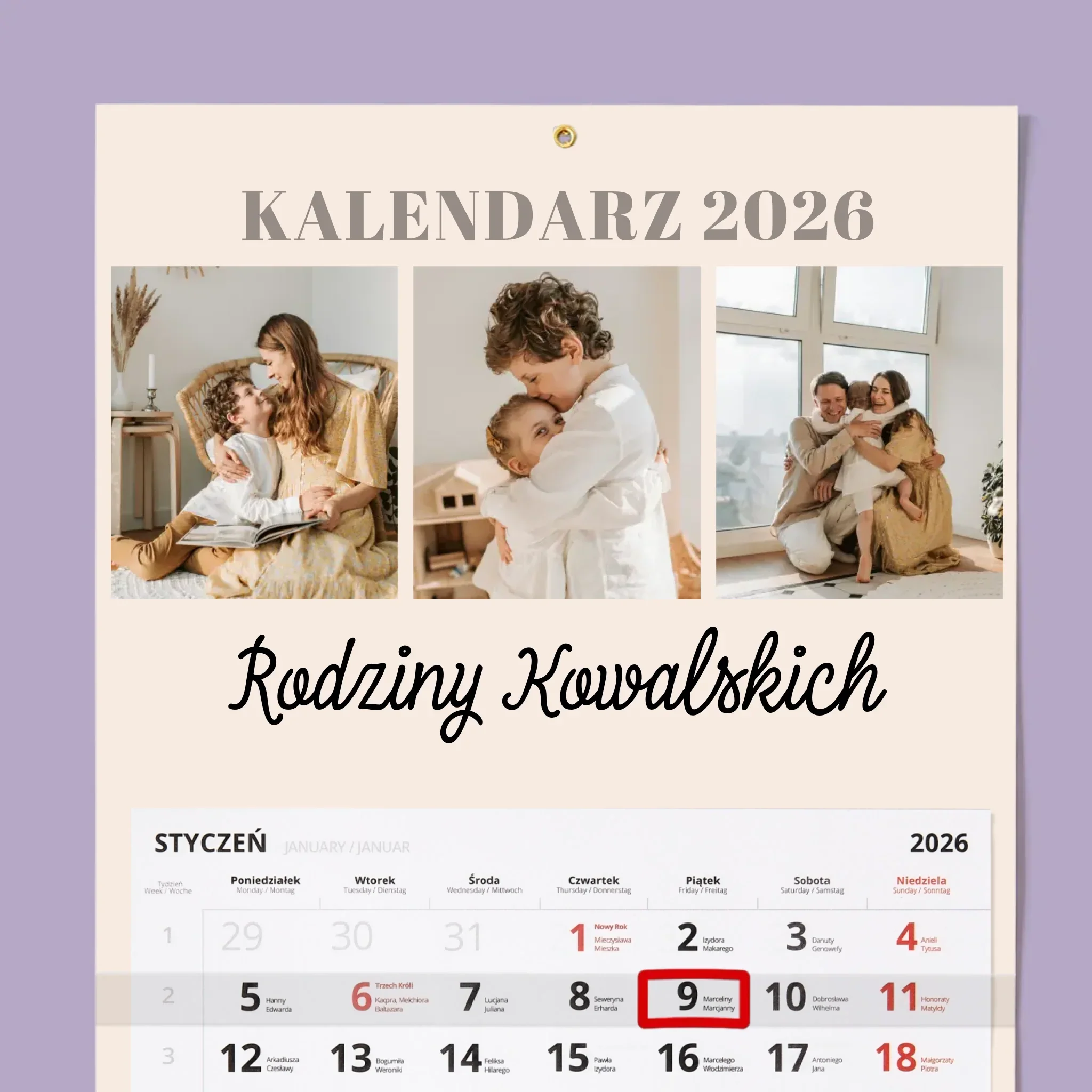 Fotokolaż: Zdjęcia Rodzinne - Personalizowany Kalendarz Jednodzielny - Image 2