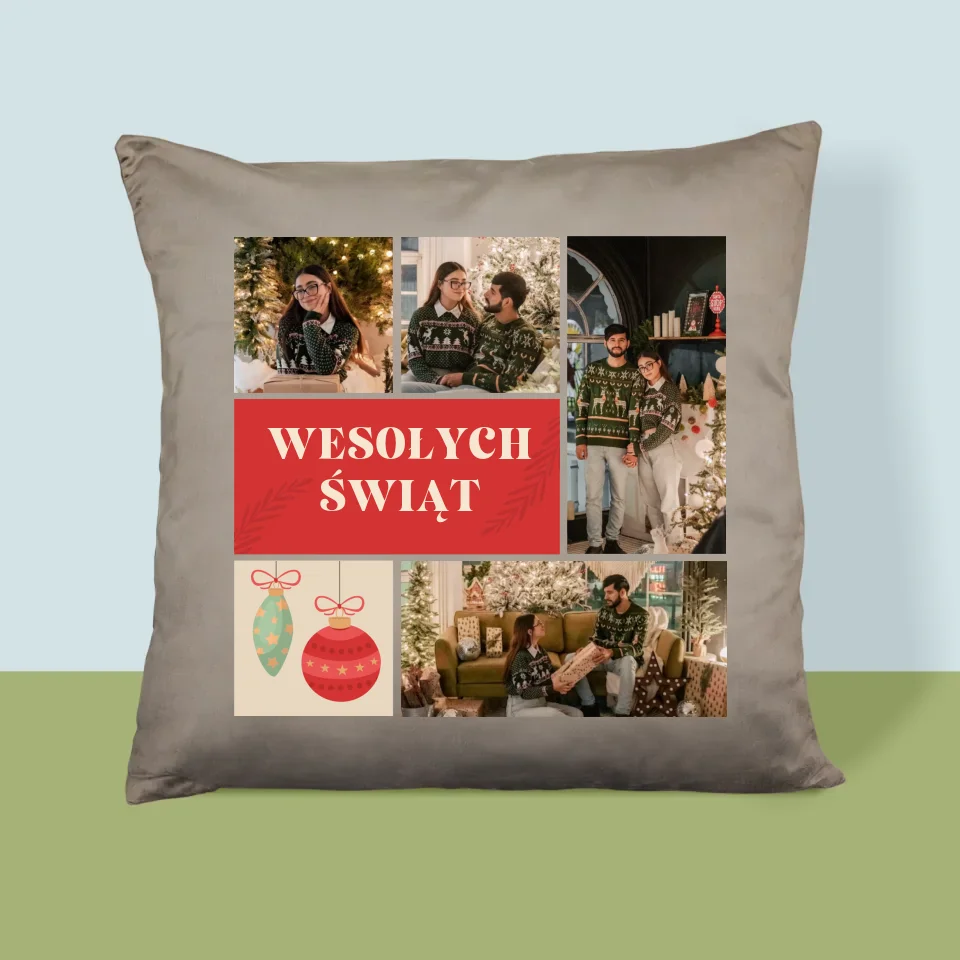 Fotokolaż: Zdjęcia Świąteczne - Poduszka z Nadrukiem