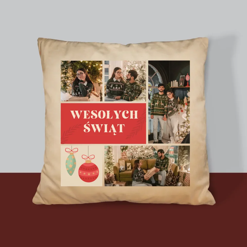Fotokolaż: Zdjęcia Świąteczne - Poduszka z Nadrukiem - Image 4