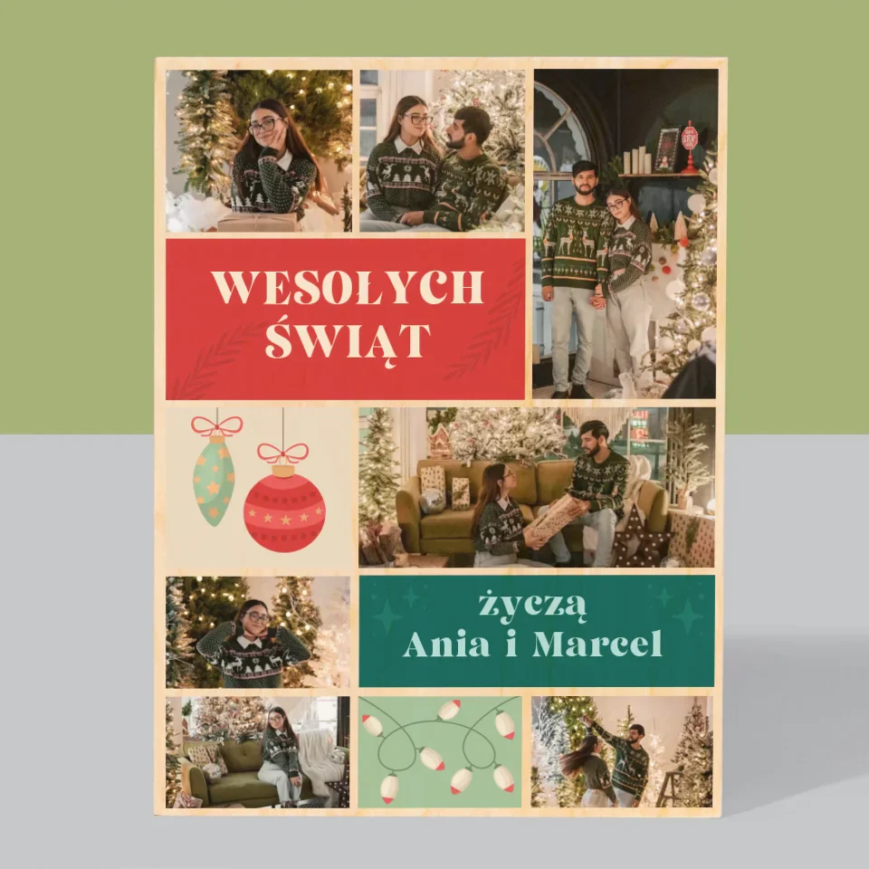 Fotokolaż: Zdjęcia Świąteczne - Wydruk Na Drewnie - Image 3