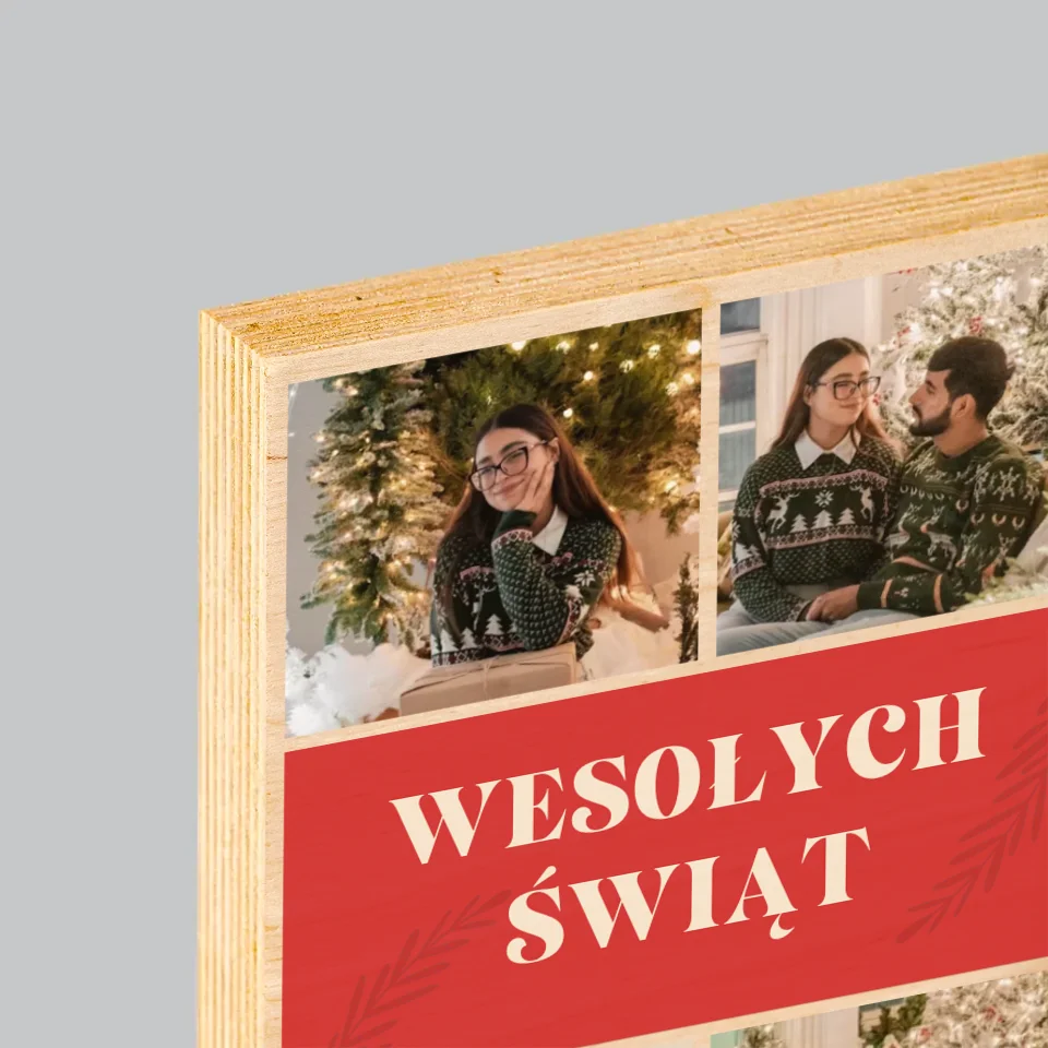 Fotokolaż: Zdjęcia Świąteczne - Wydruk Na Drewnie - Image 4