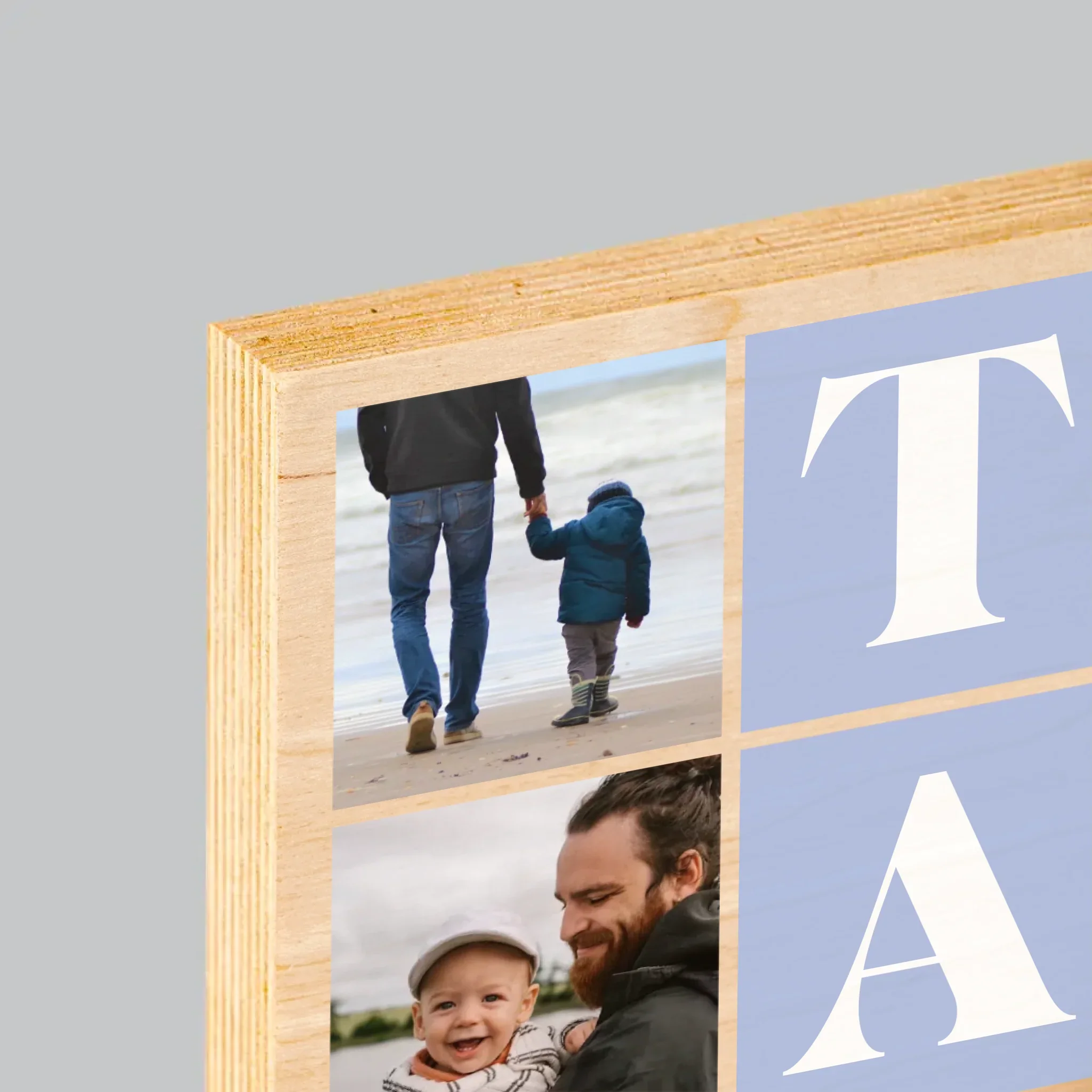 Fotokolaż: Zdjęcia z Tatą - Wydruk Na Drewnie - Image 4