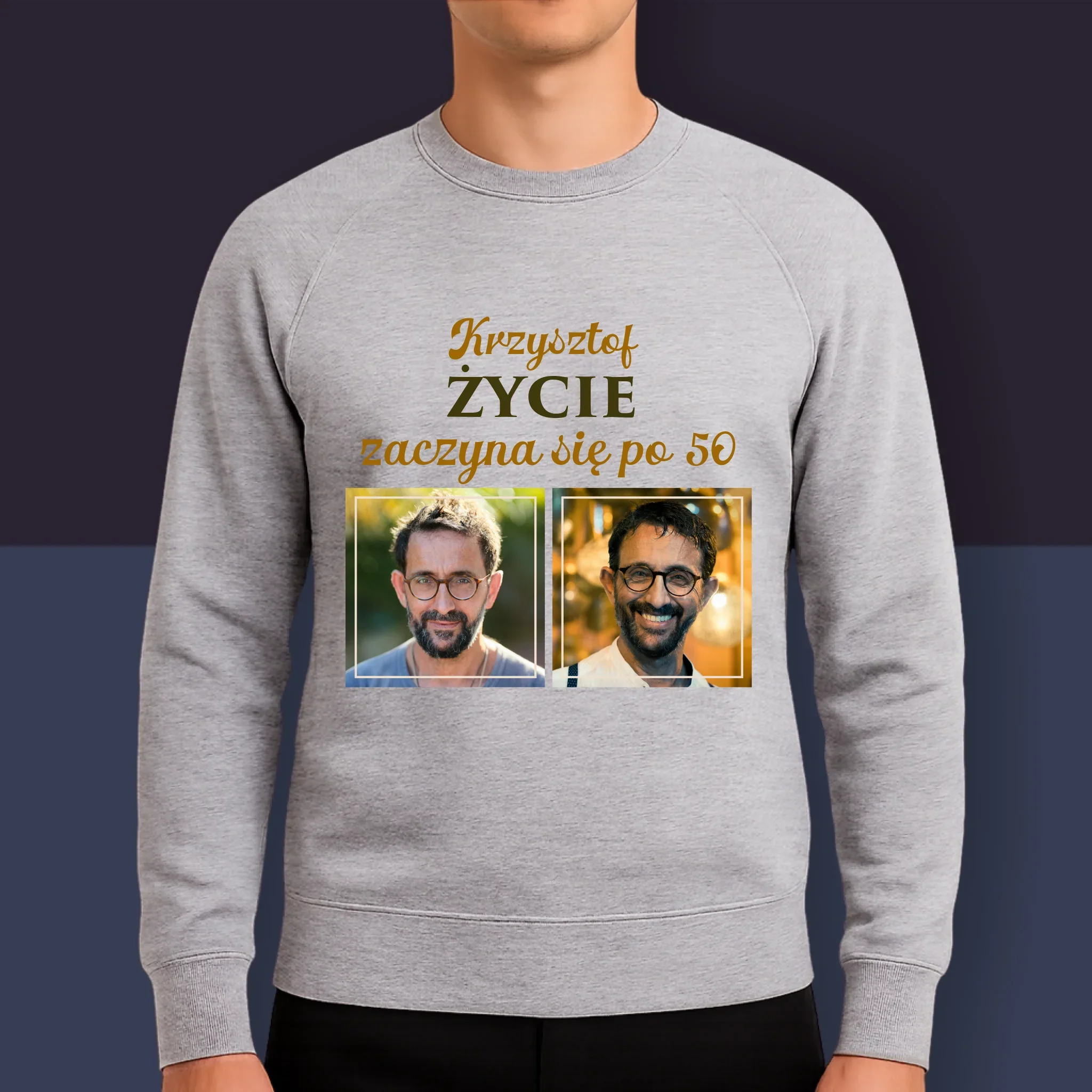 Fotokolaż: Życie Zaczyna Się Po 50 - Bluza Męska z Kapturem - Image 9