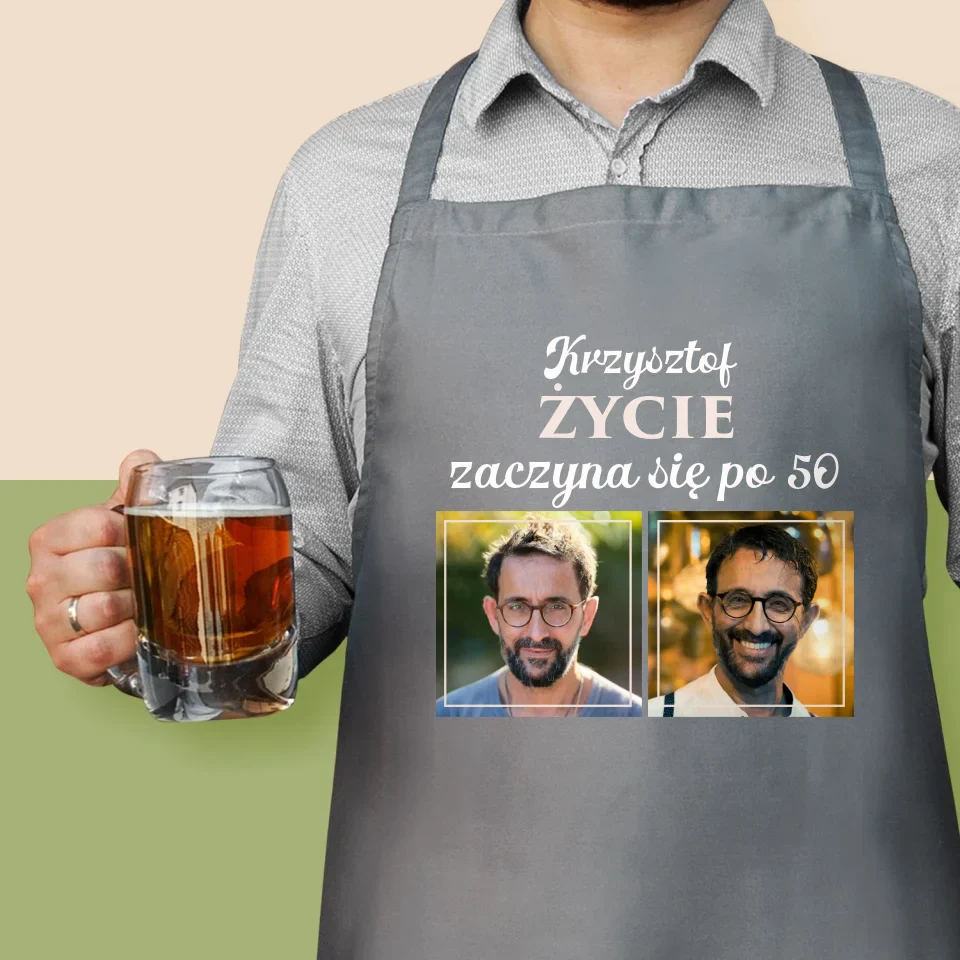 Fotokolaż: Życie Zaczyna Się Po 50 - Fartuch z Nadrukiem - Image 2