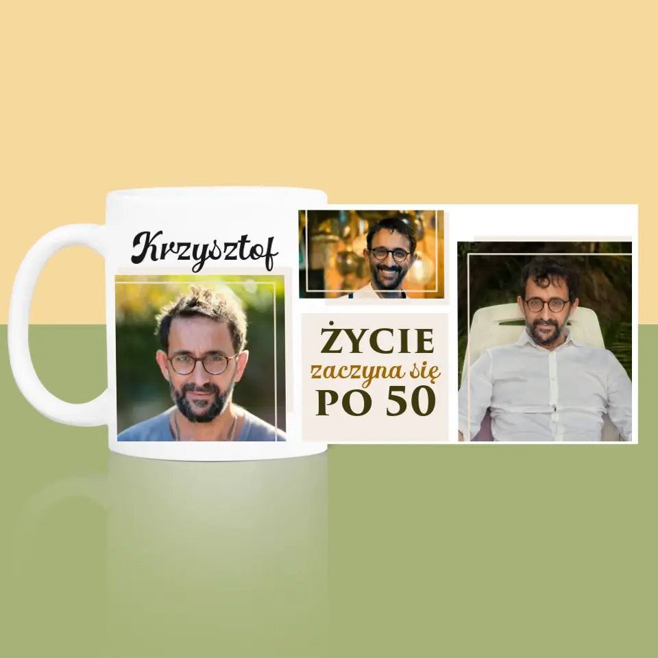 Fotokolaż: Życie Zaczyna Się Po 50 - Kubek z Nadrukiem - Image 3