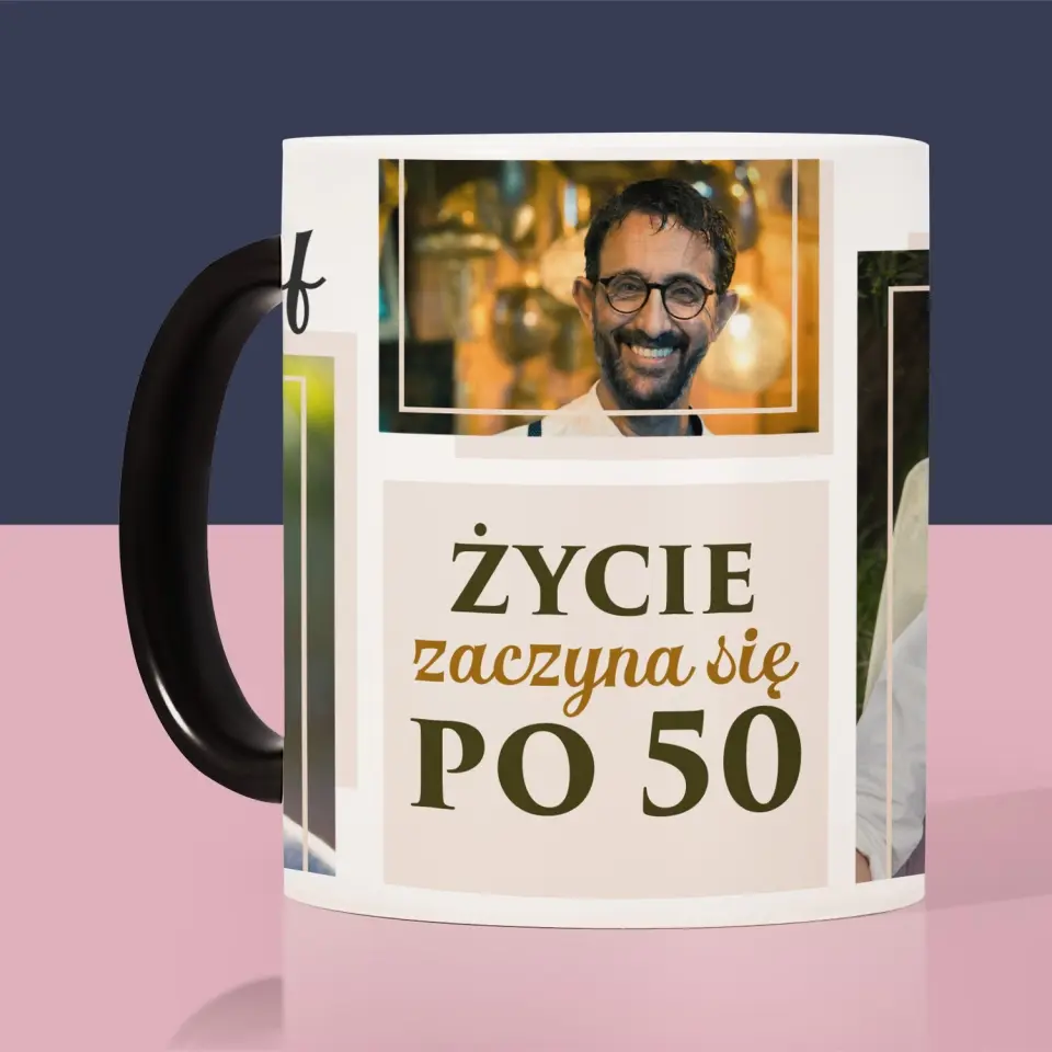 Fotokolaż: Życie Zaczyna Się Po 50 - Kubek z Nadrukiem - Image 7