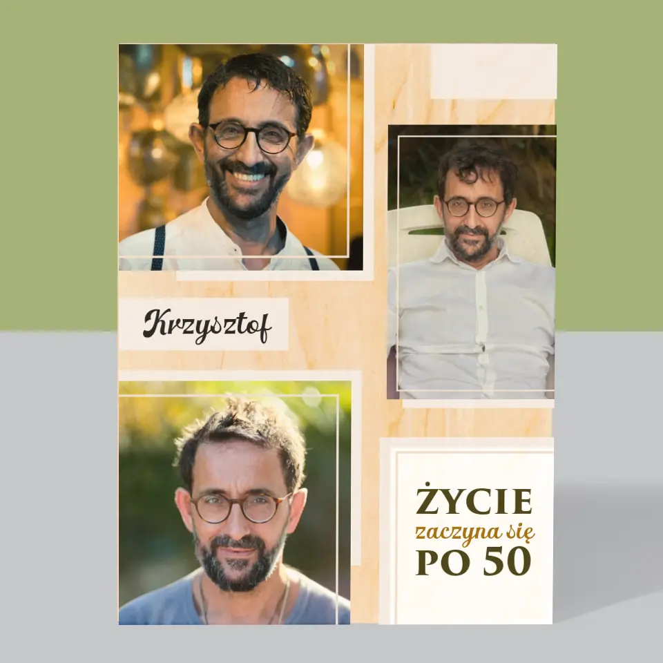 Fotokolaż: Życie Zaczyna Się Po 50 - Wydruk Na Drewnie - Image 3